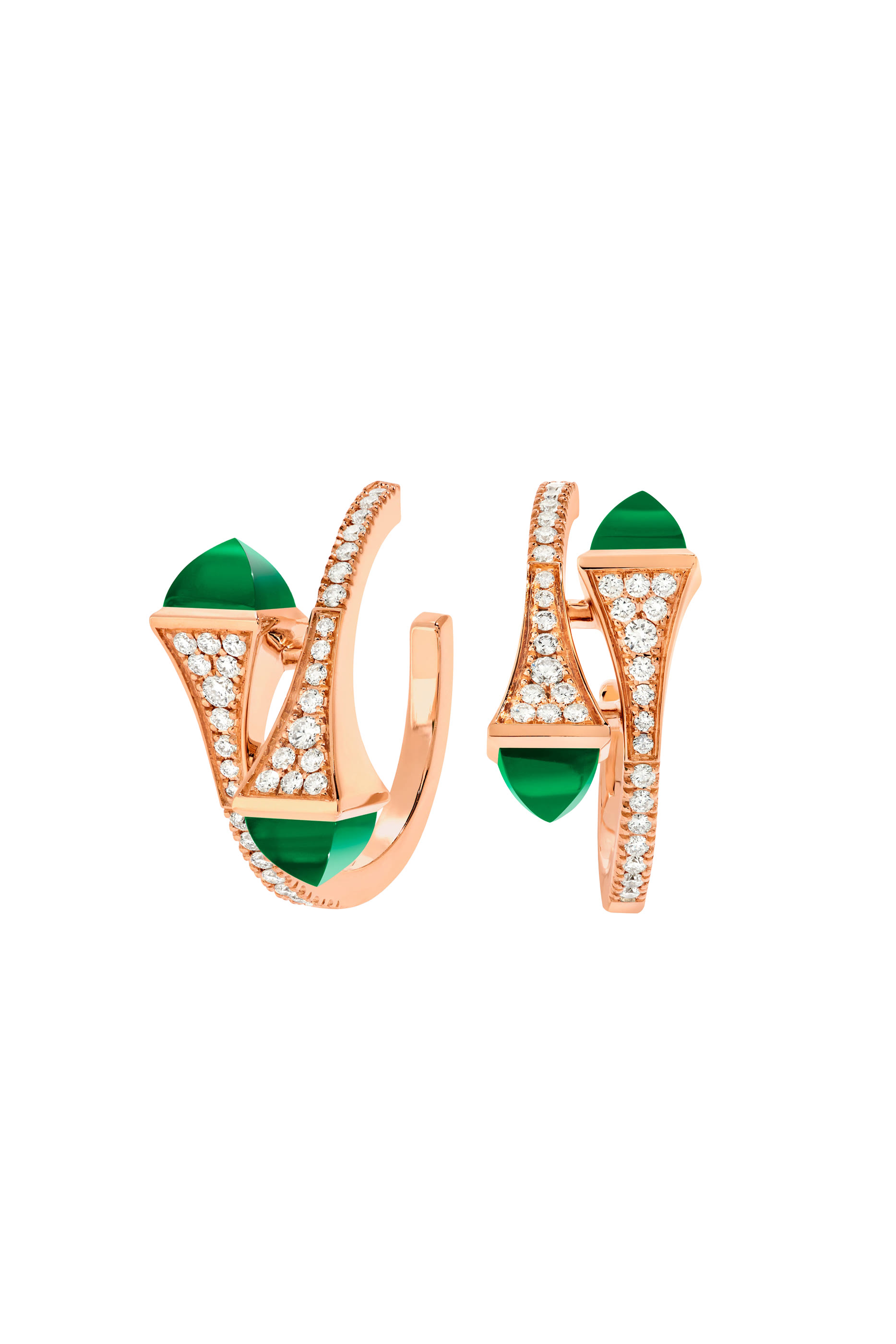 Cleo Huggie Earrings, 18k Rose Gold & Agate, Diamonds