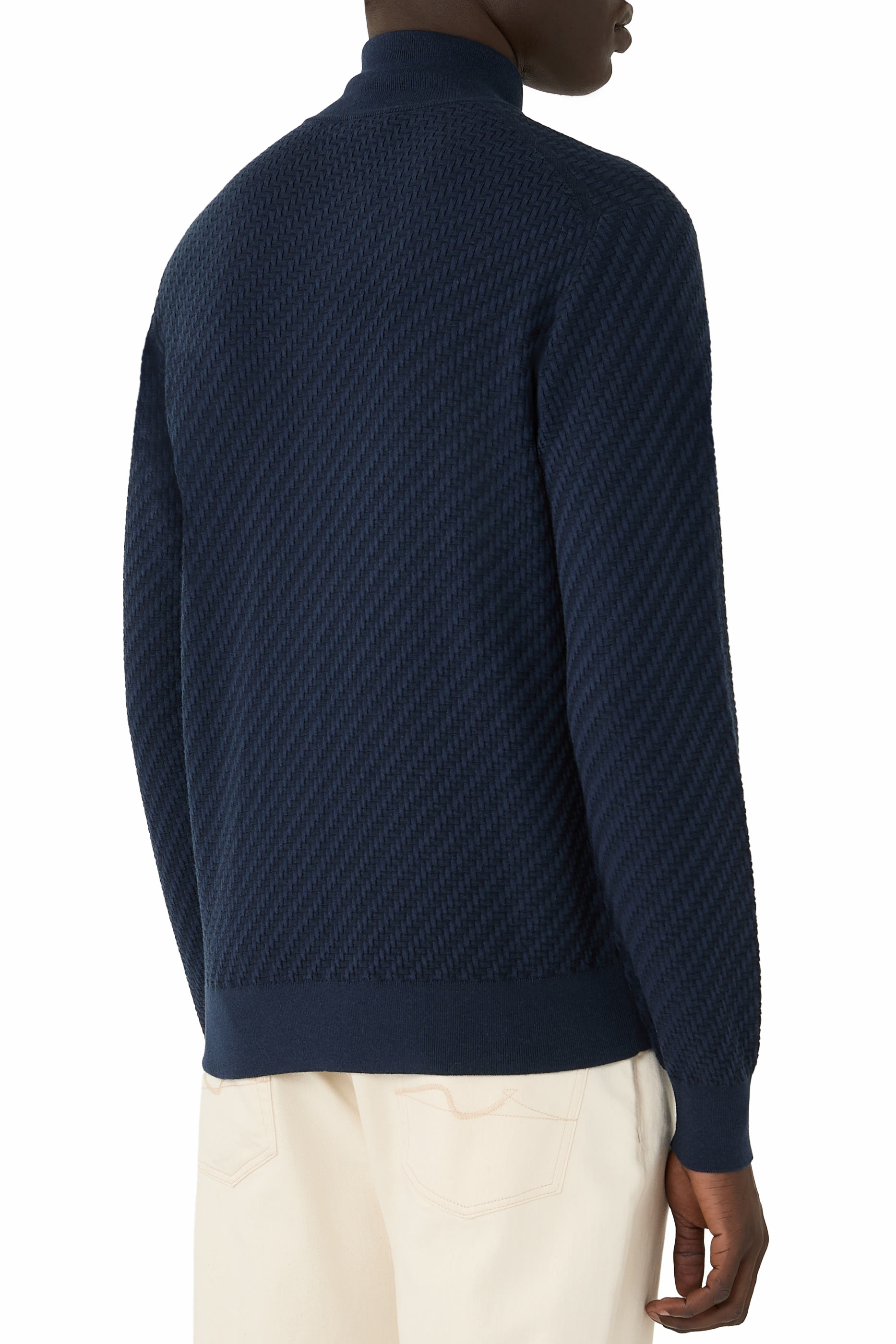 Trama Weave Full-Zip Sweater