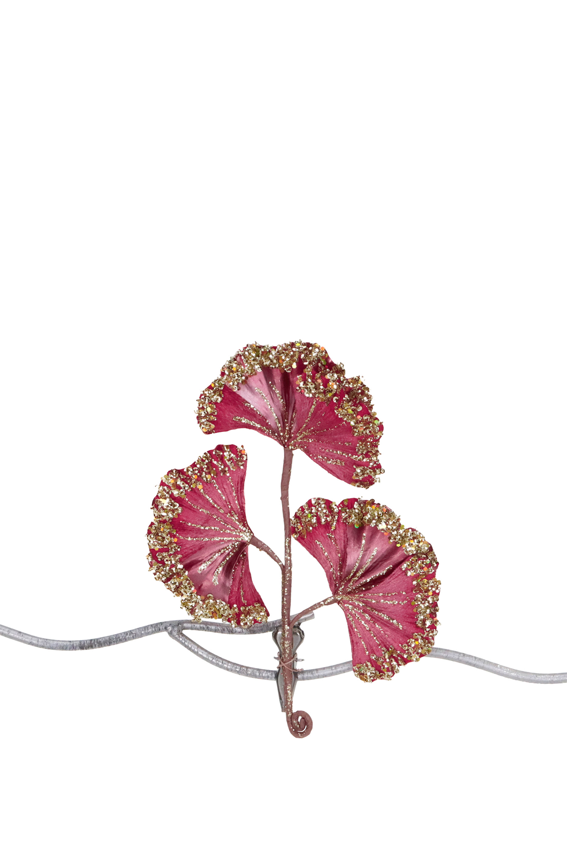 Glitter Ginkgo Leaf on Clip