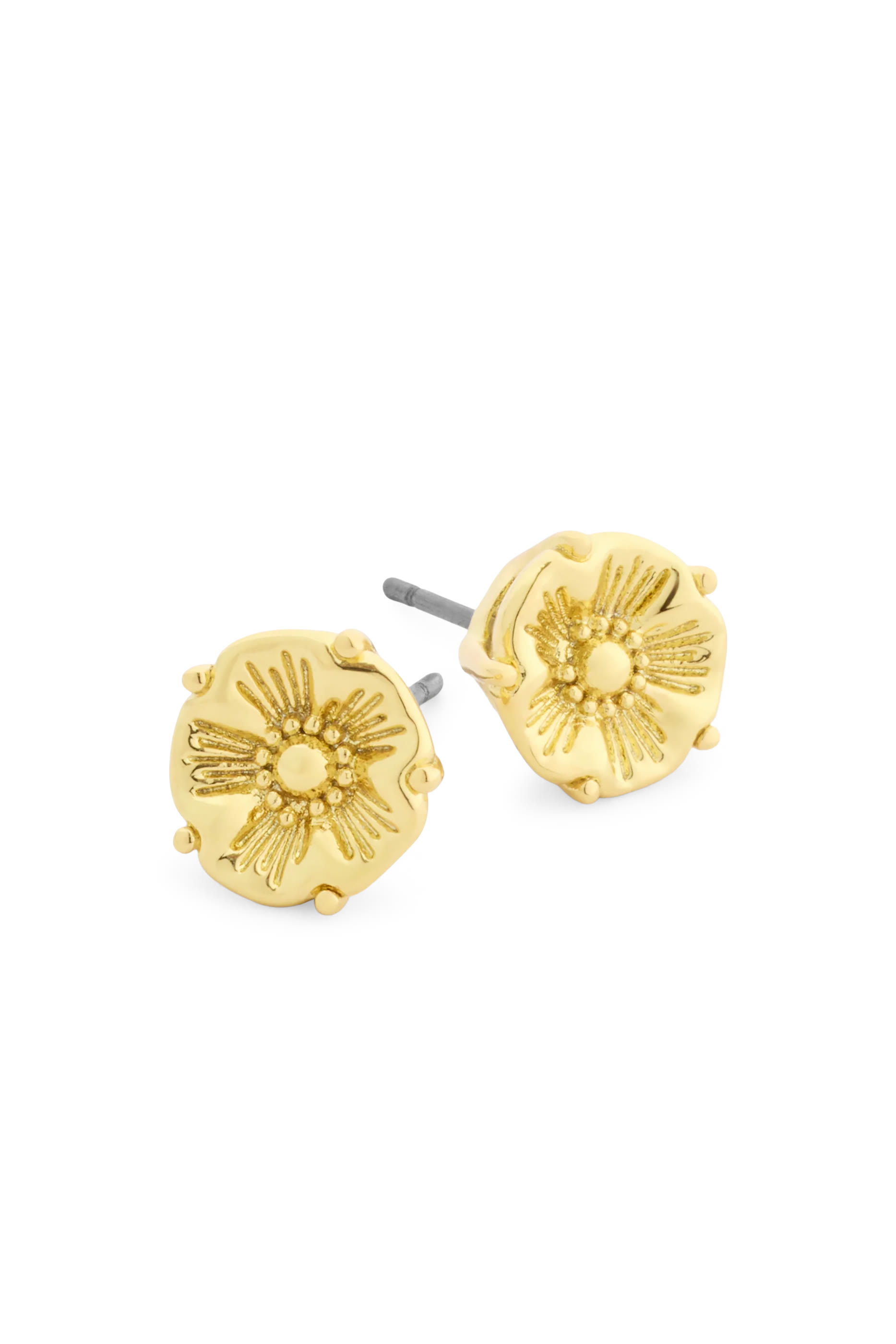 Tea Rose Stud Earrings, Plated Brass, Titanium Post & Cubic Zirconia