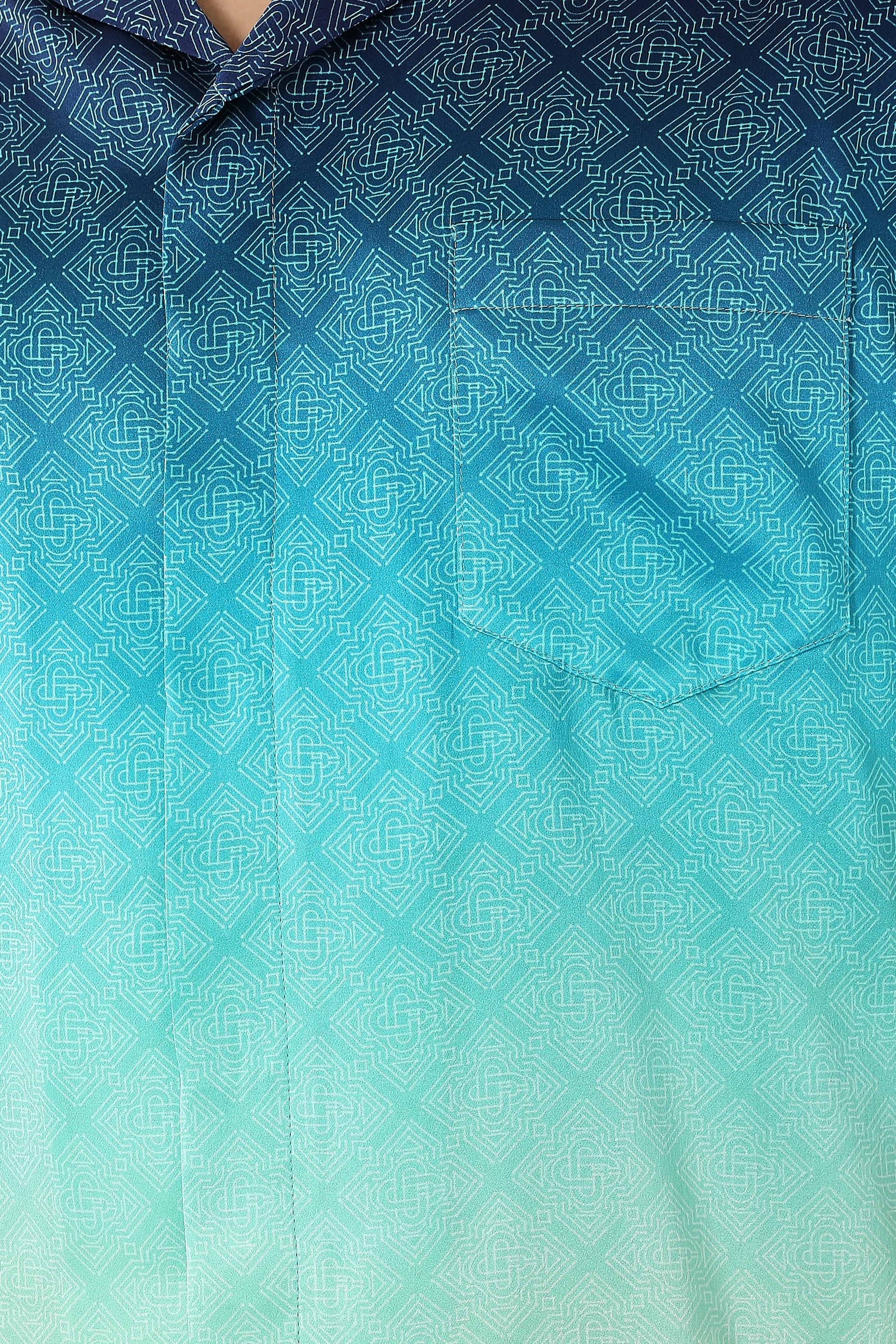 Radiating Monogram Short Sleeve Silk Shirt