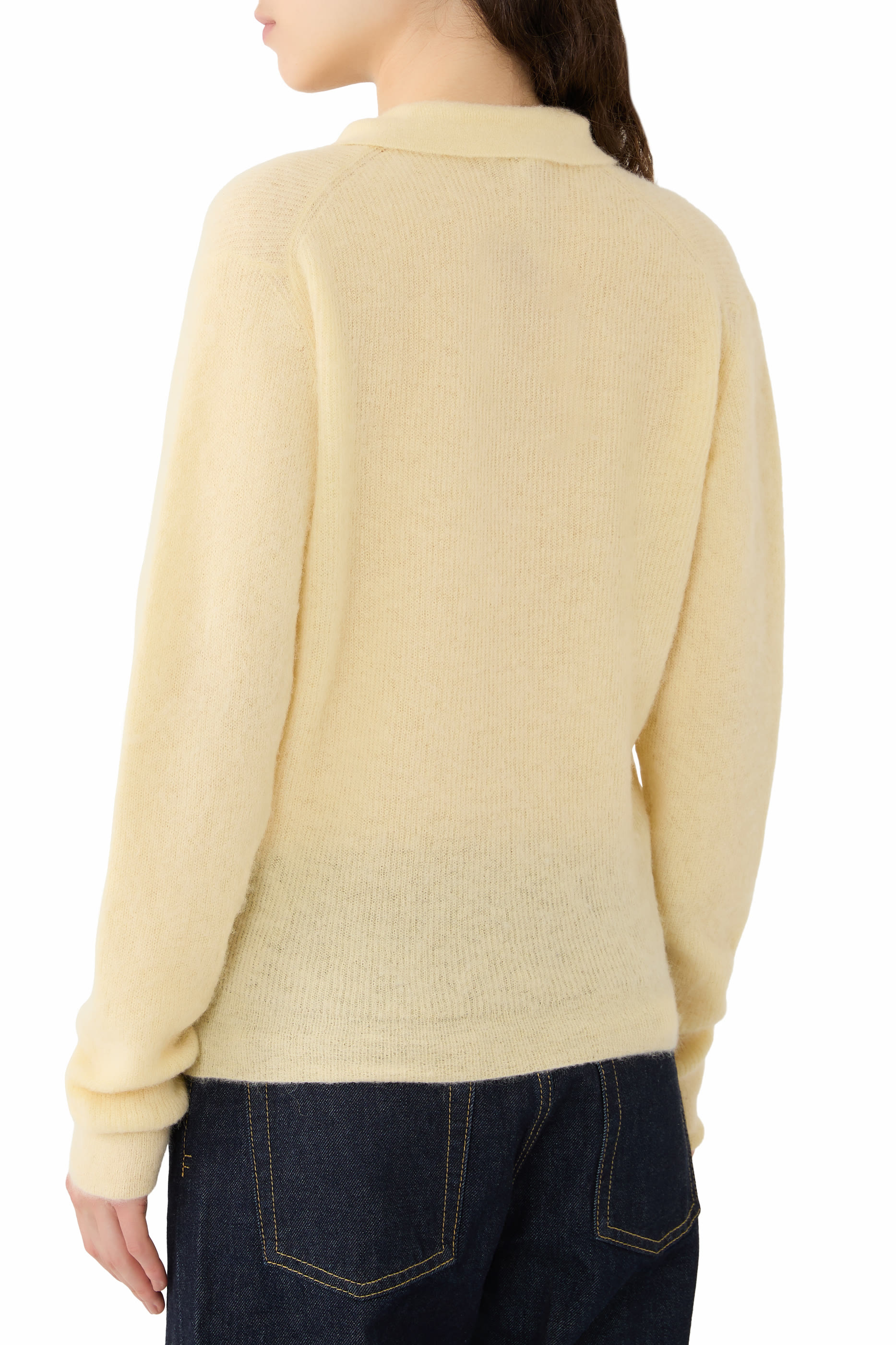 Baby Suri Alpaca Sheer Knit Skipper Polo 