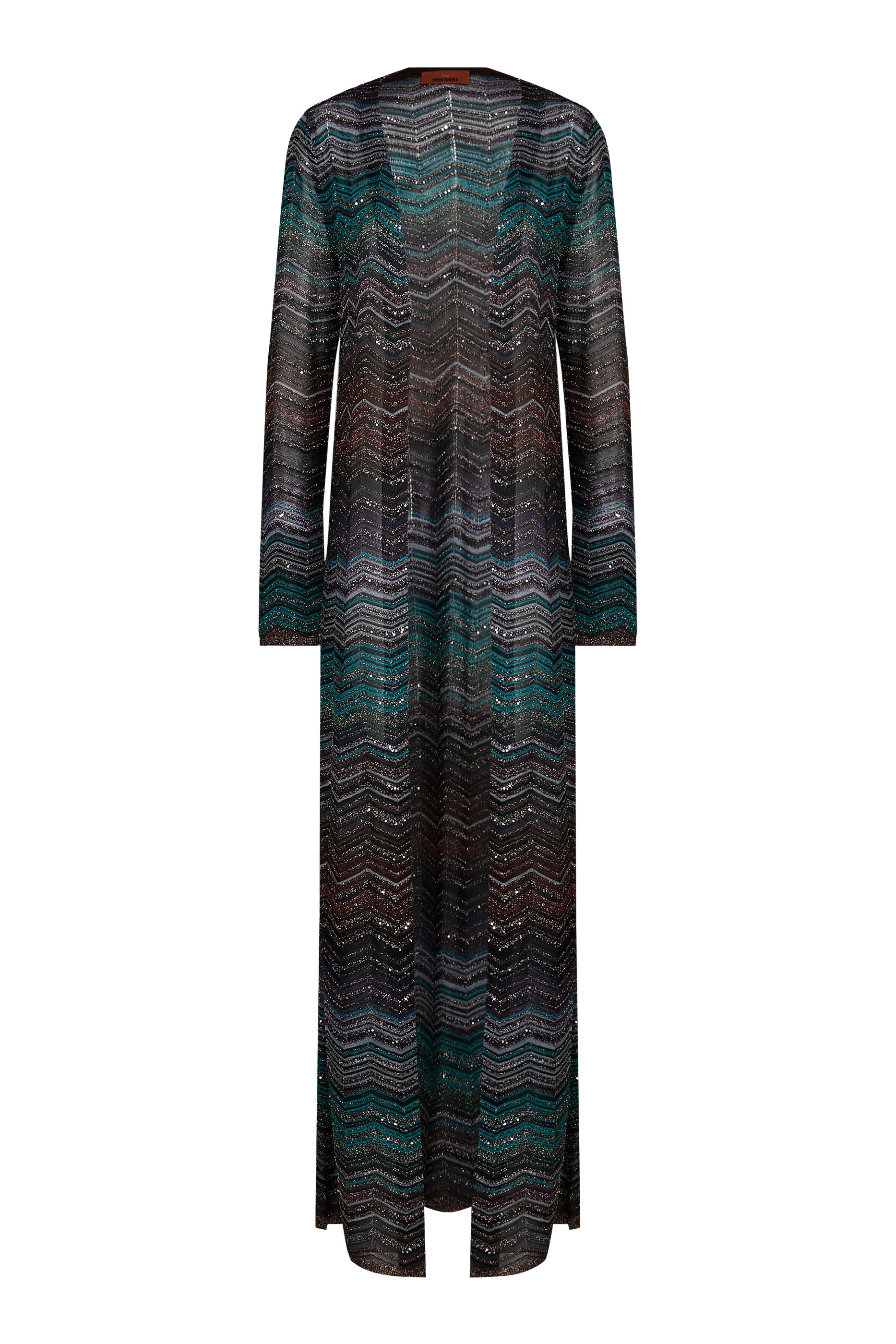 Chevron Pattern Sequin Long Cardigan