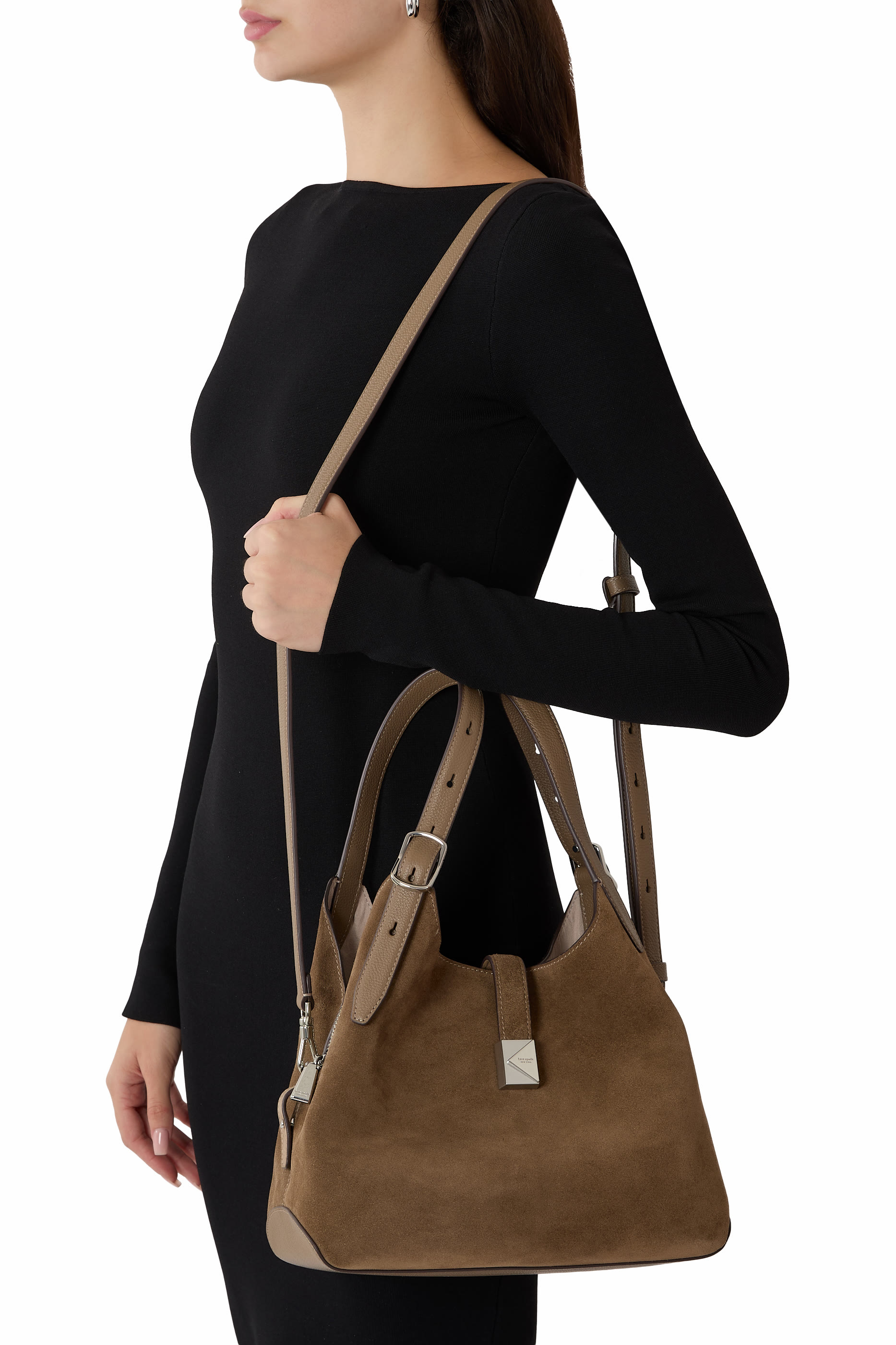 Deco Suede Crossbody Tote Bag
