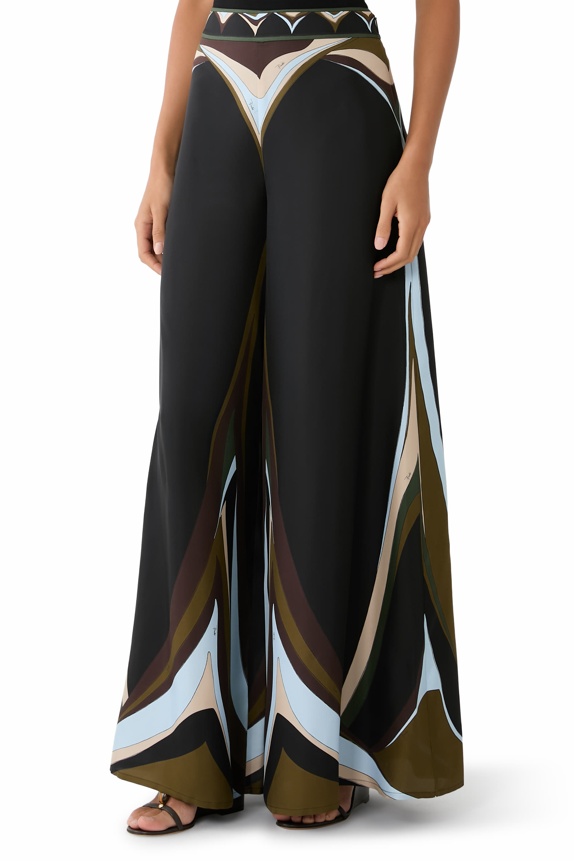 Fari Print Silk Palazzo Pants