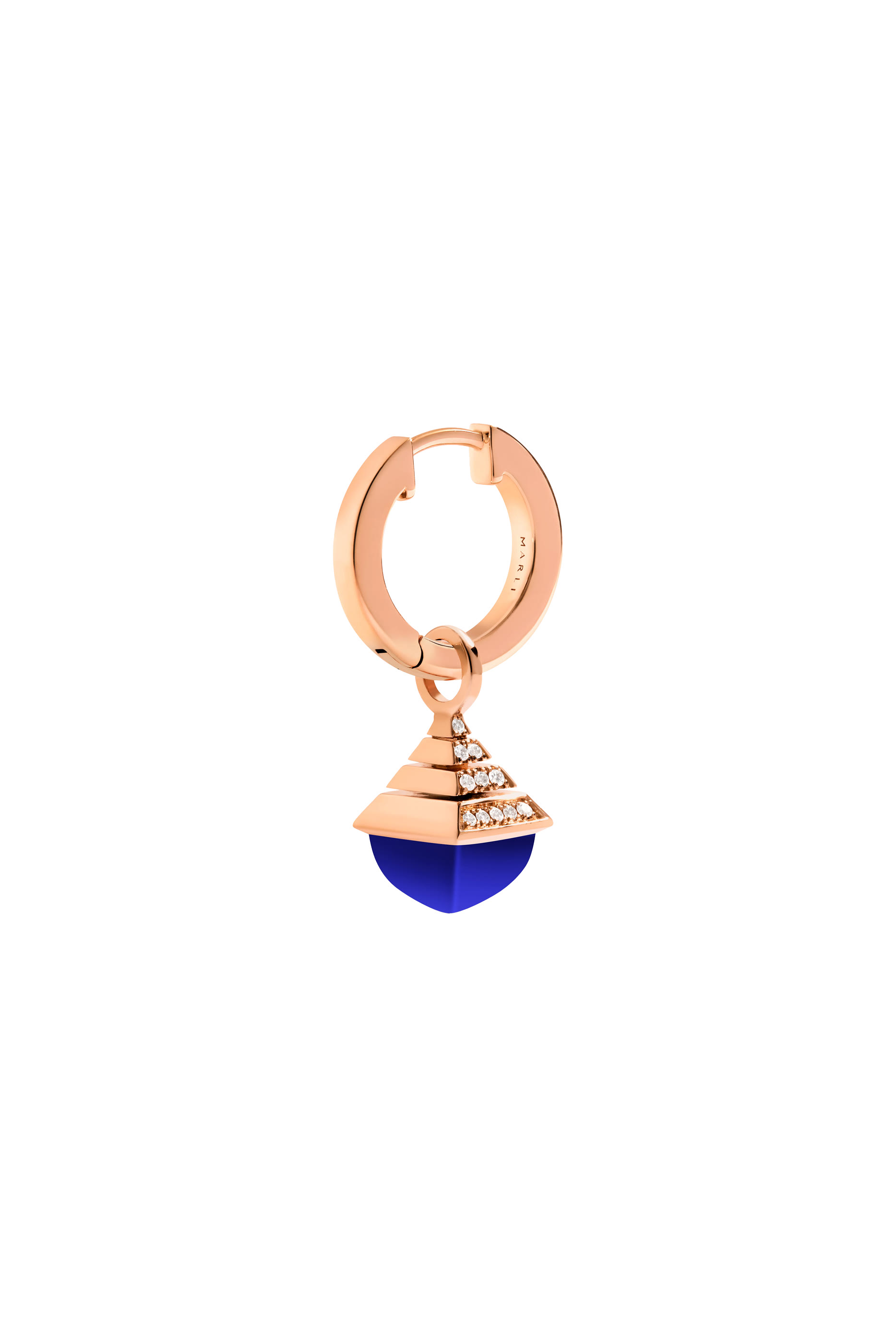 Cleo Rev Mini Drop Earrings, 18K Rose Gold with Diamonds and Lapis Lazuli