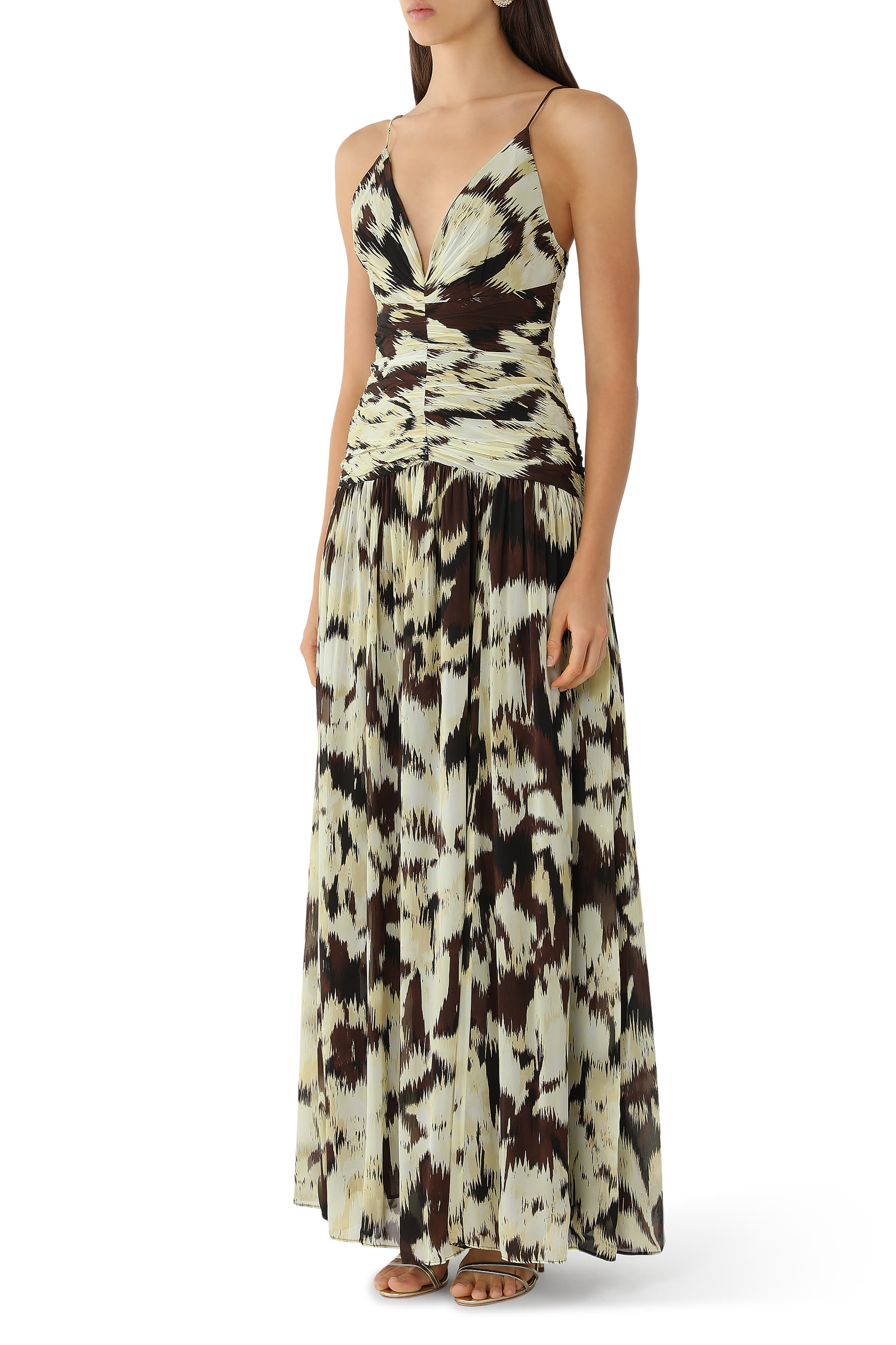 Benny Plunged Gathered Maxi Dress