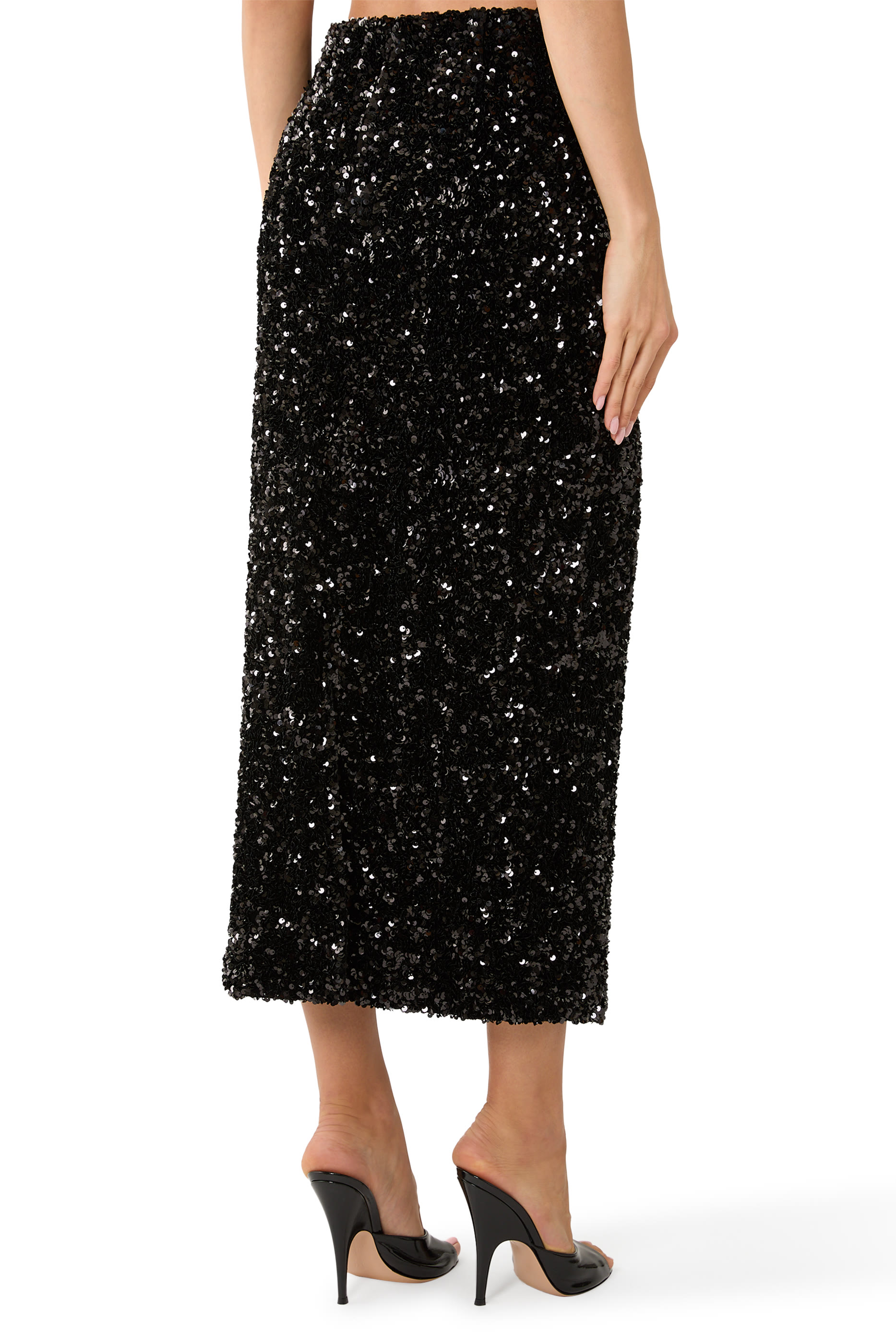 Sequined Velvet Midi Skirt