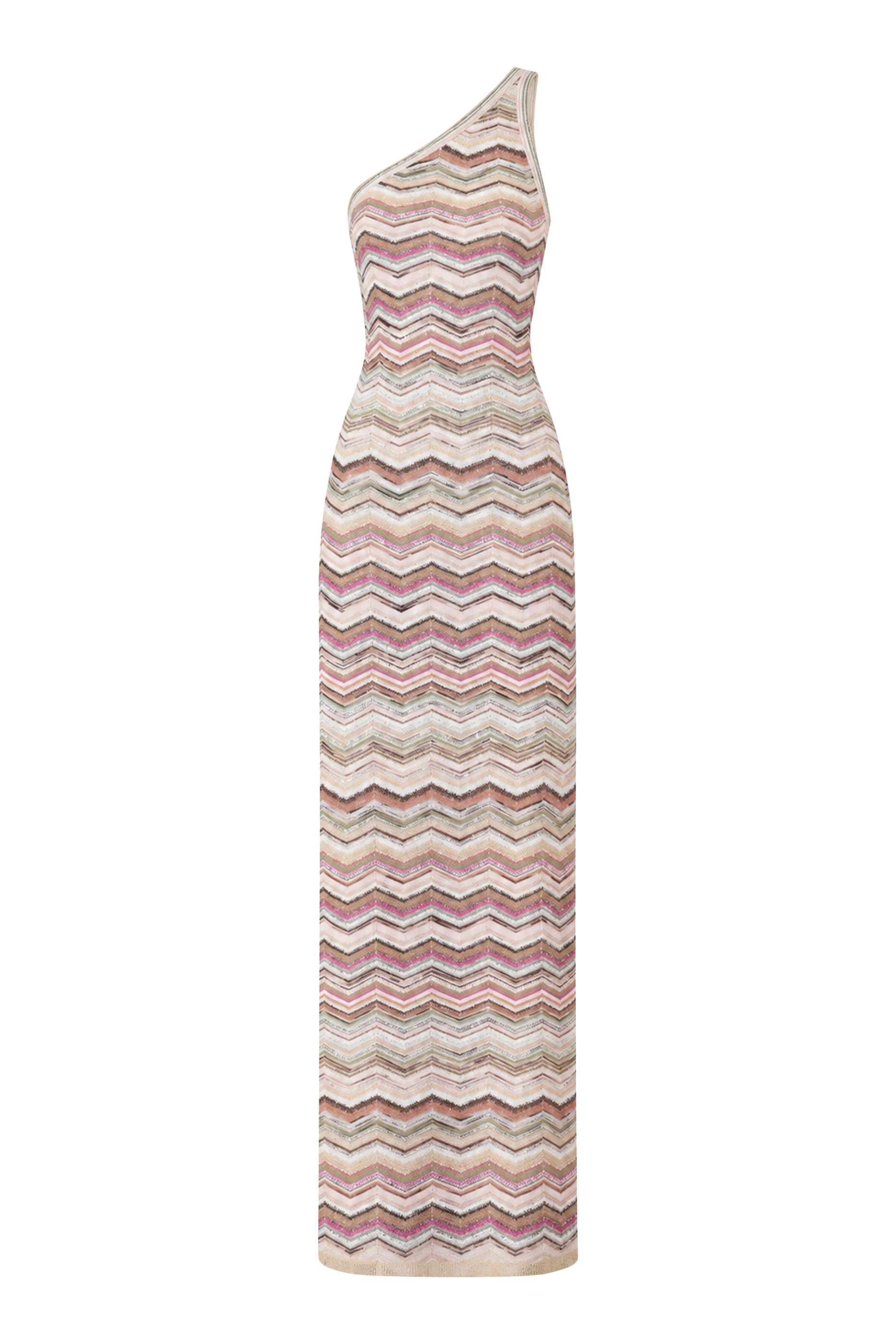  Chevron Sequinned One Shoulder Maxi Dress