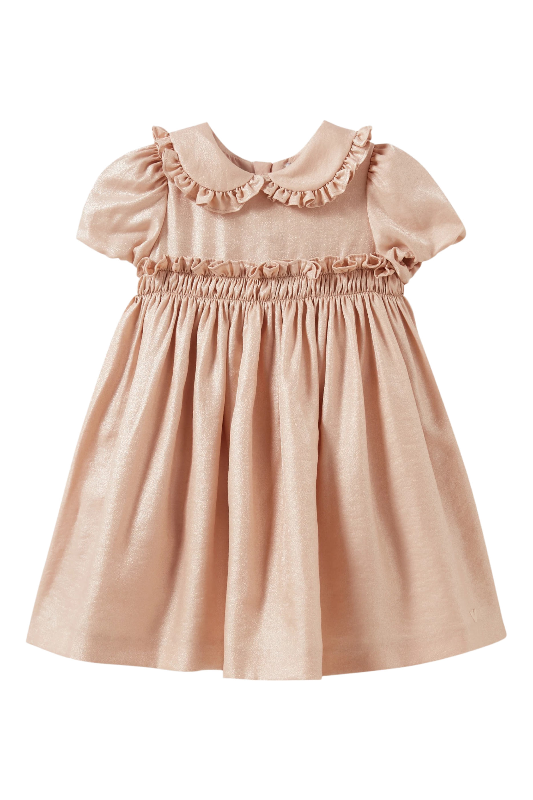 Kids Shimmering Ruffled Peter Pan Collar Dress