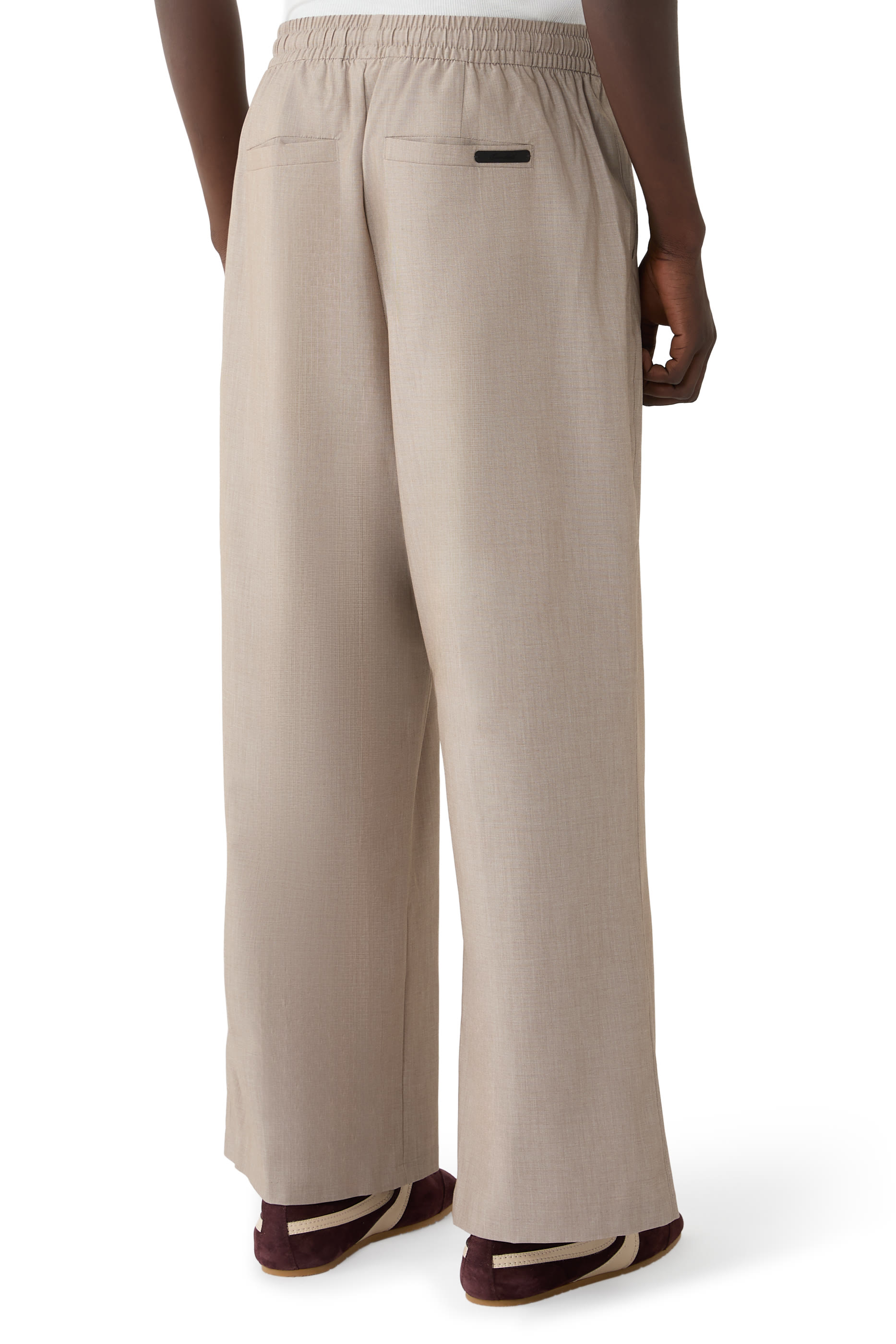  Silk Blend Pleat Front Drawstring Pants 