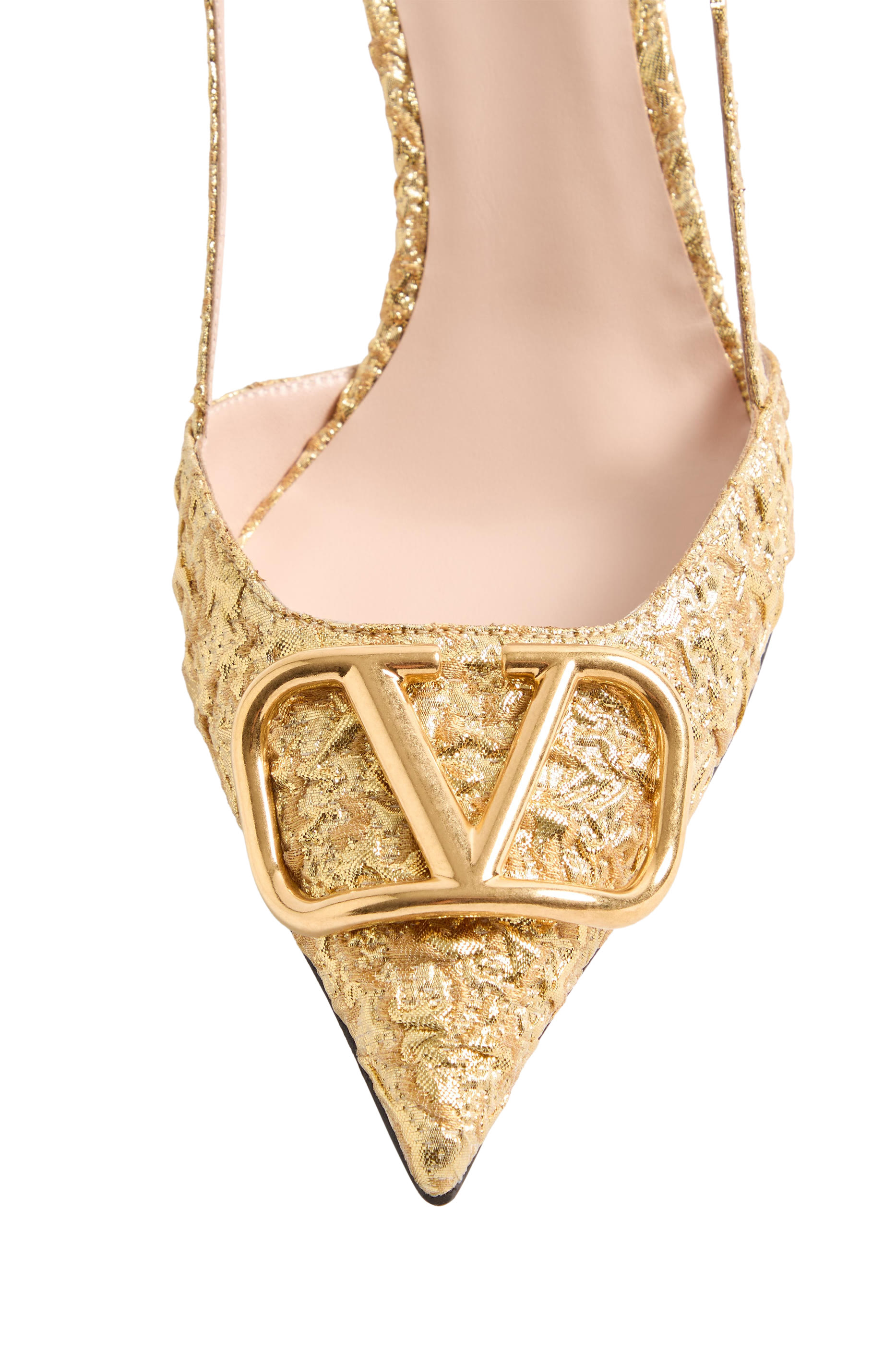  VLogo 80 Signature Slingback Pumps in Cloqu&eacute; Jacquard Fabric