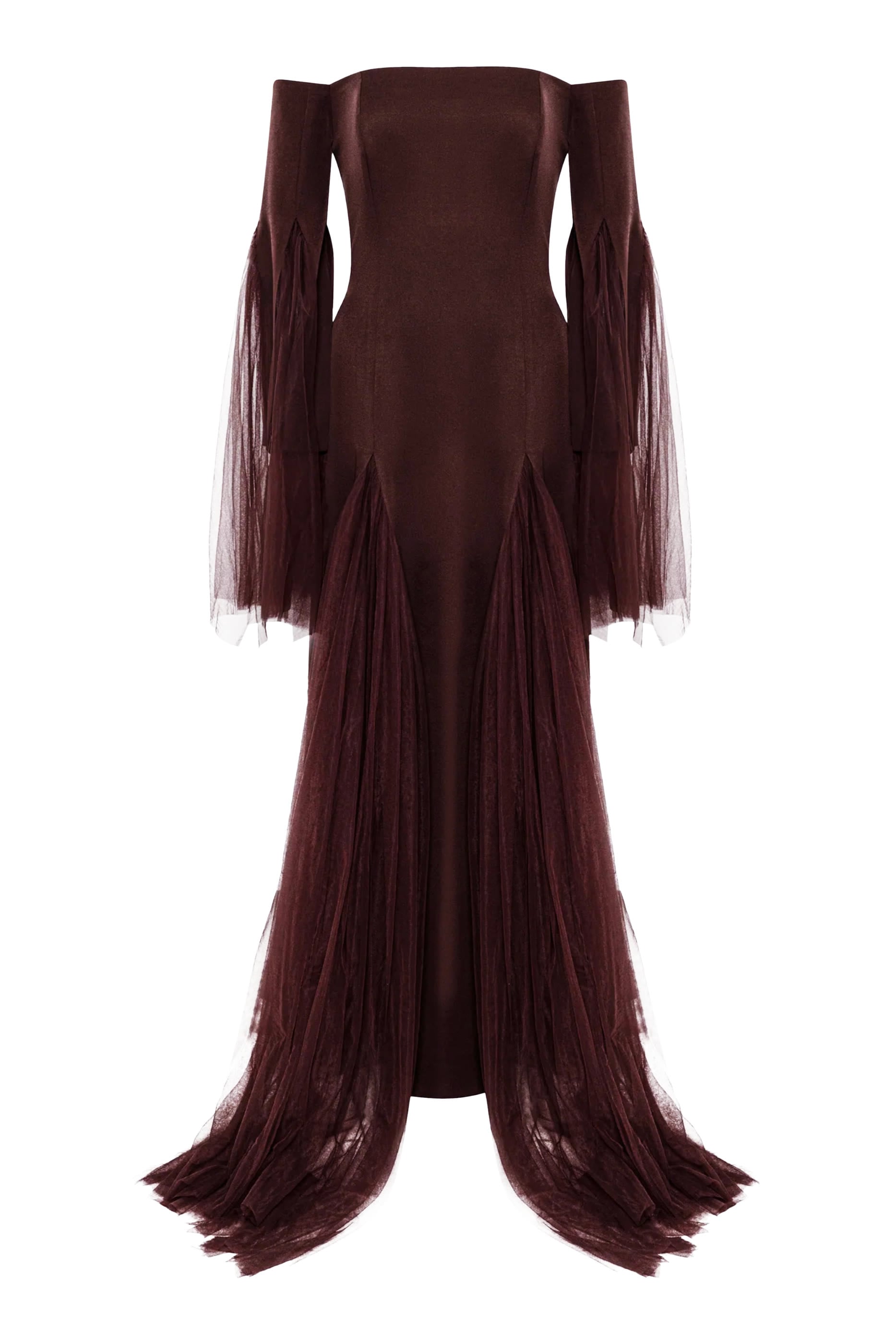 Off-Shoulder Crepe Gown