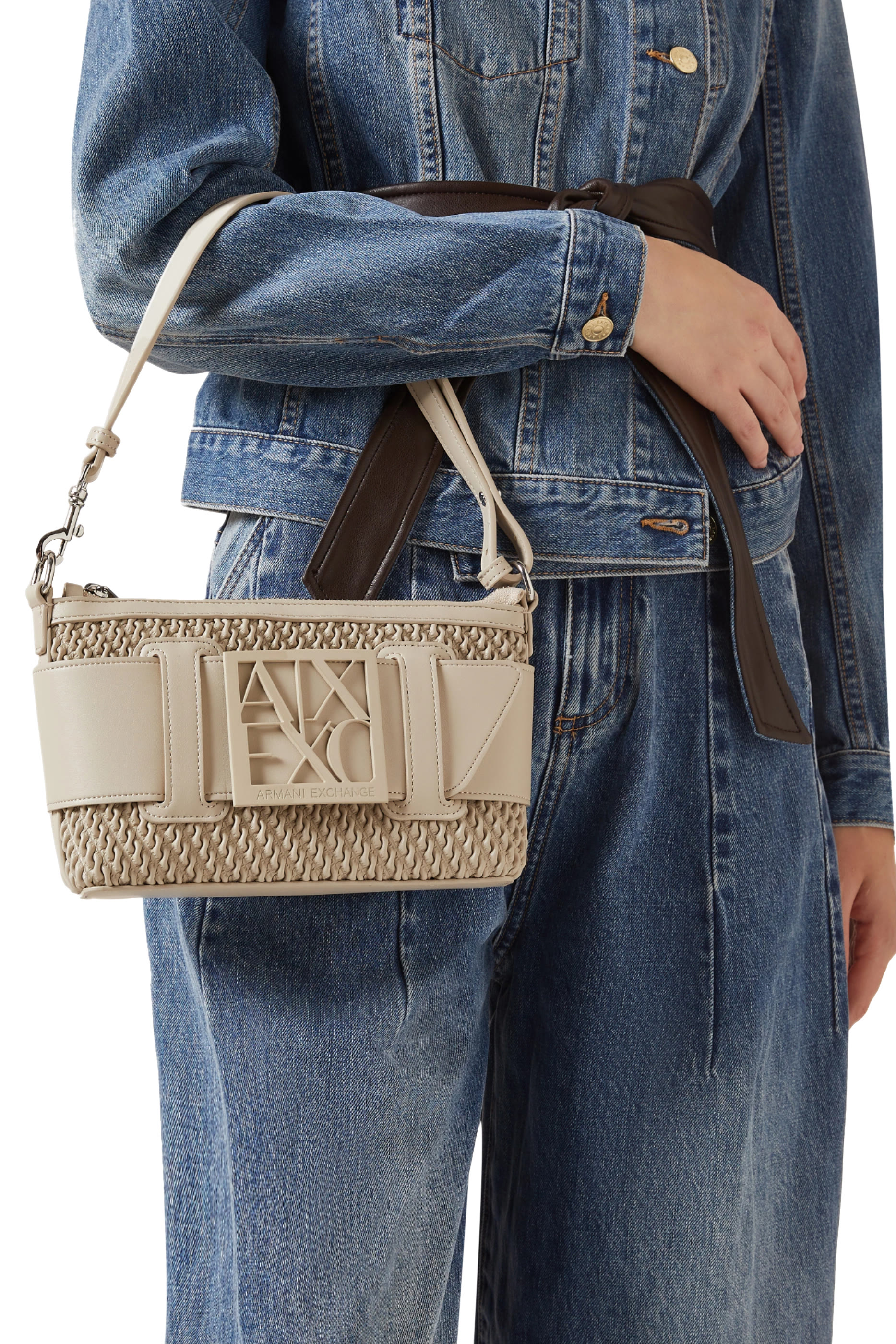 Logo Embossed Finish Shoulder Bag
