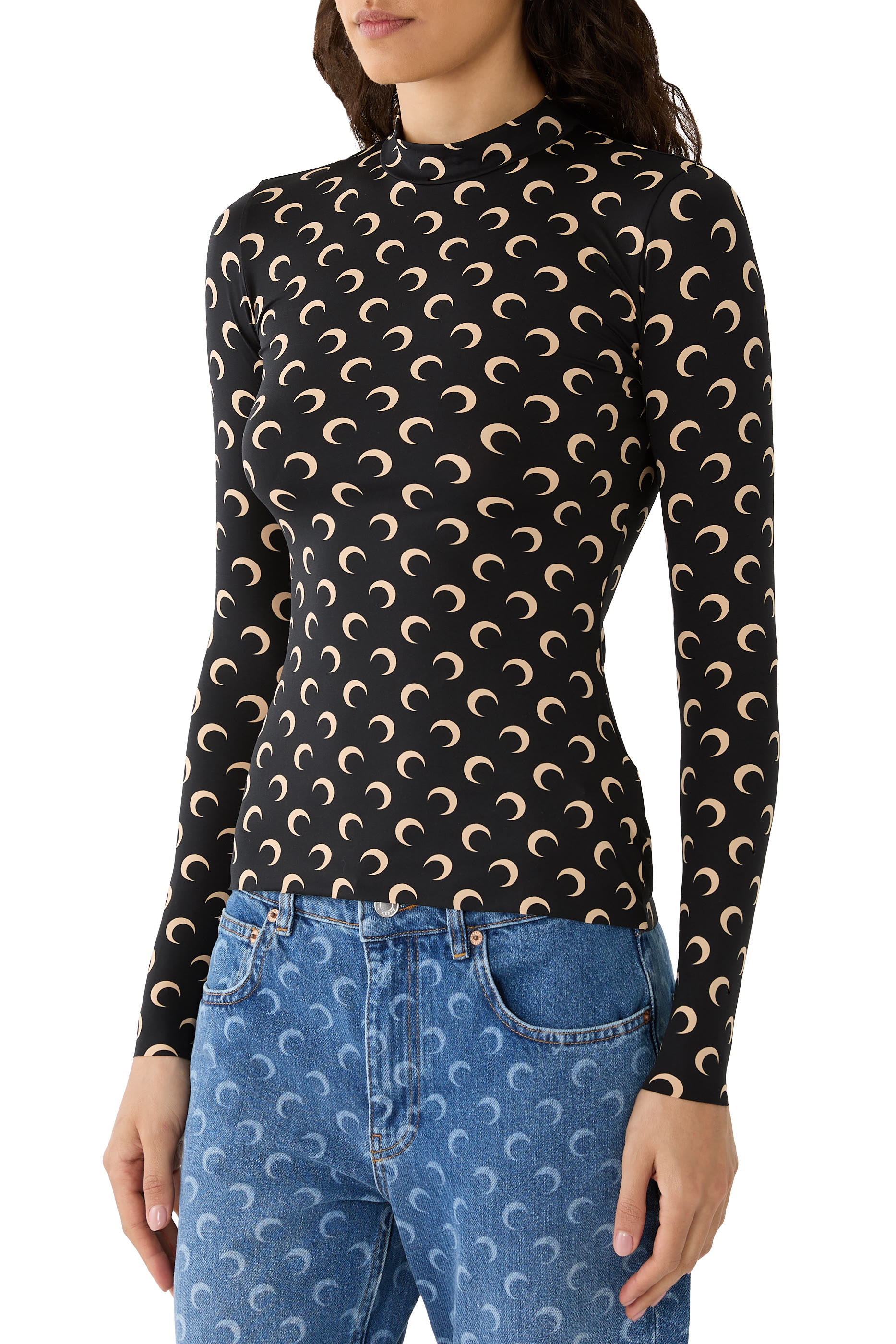 Recycled Moon Jersey Second Skin Highneck Top