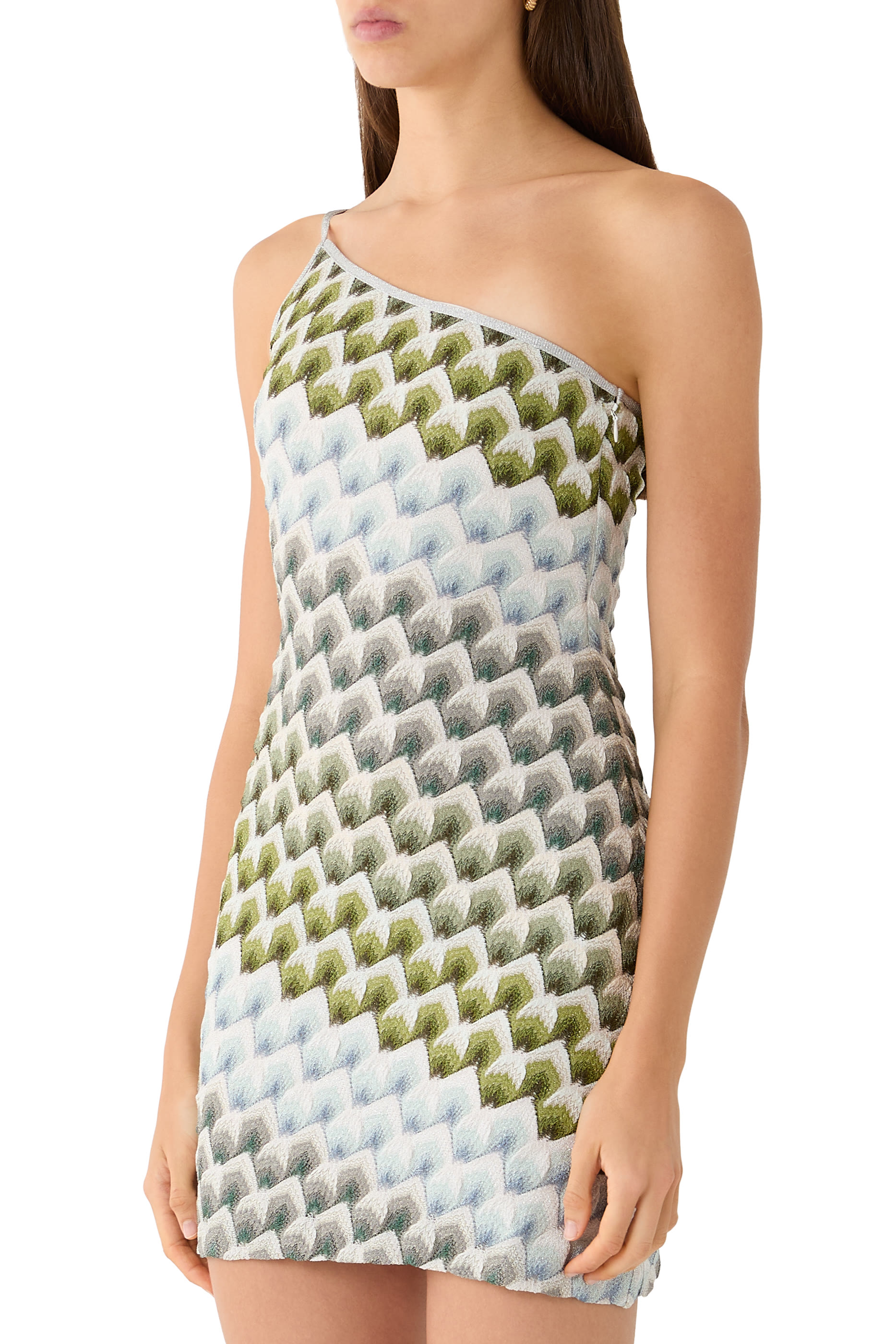 Laced Raschel One Shoulder Mini Dress 