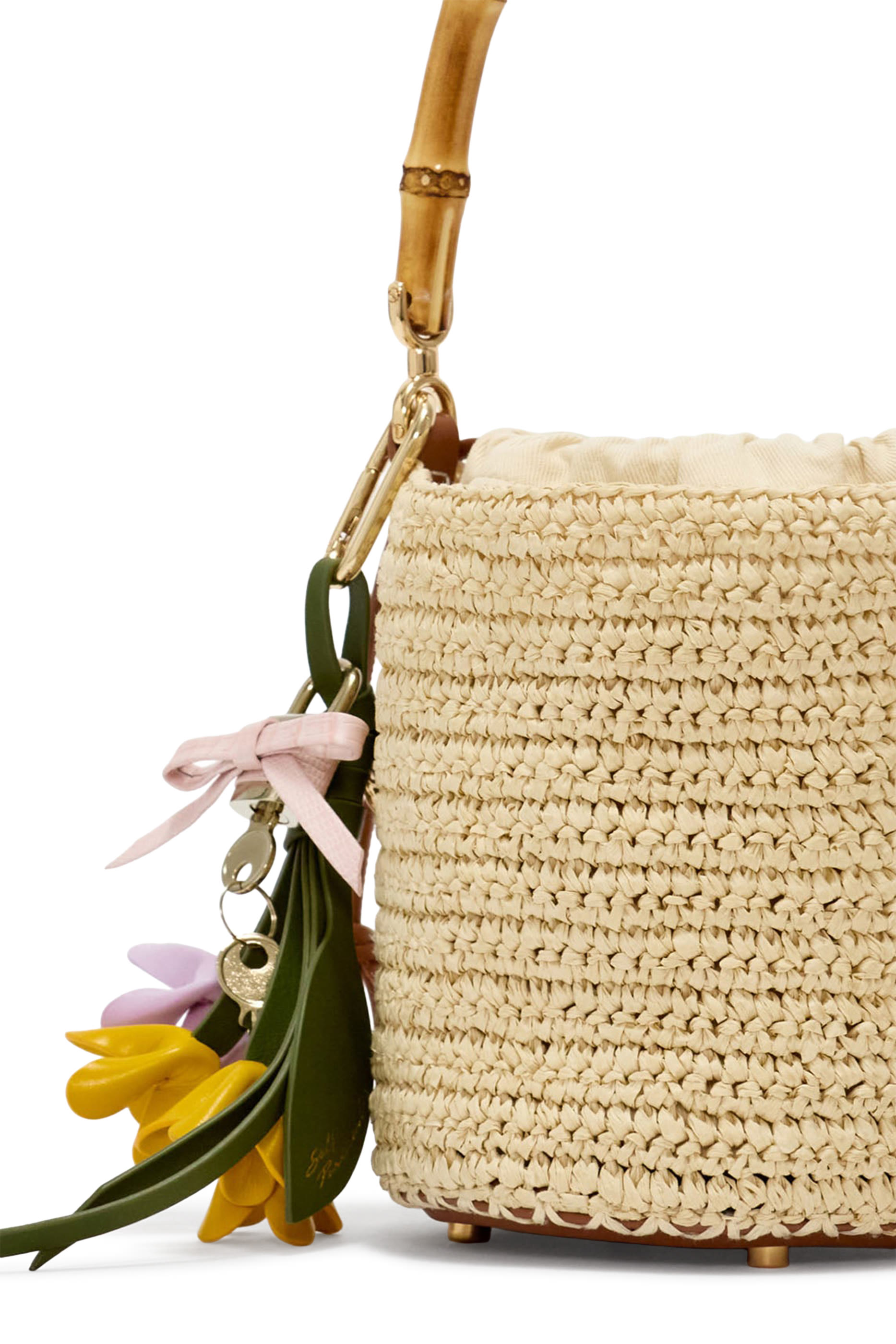 Raffia Charm Bucket Bag 