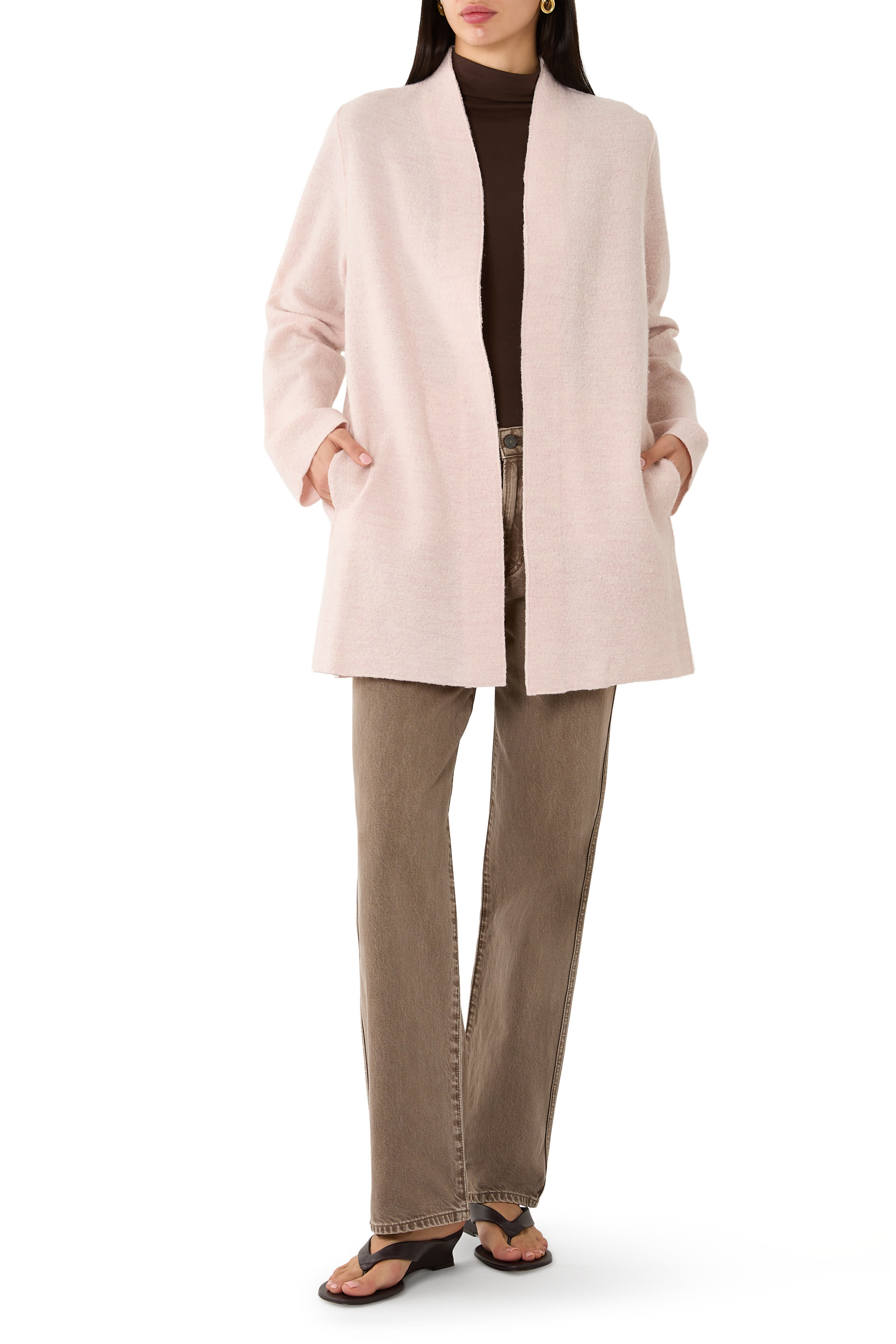 Lightweight Boiled Wool High Collar Jacket