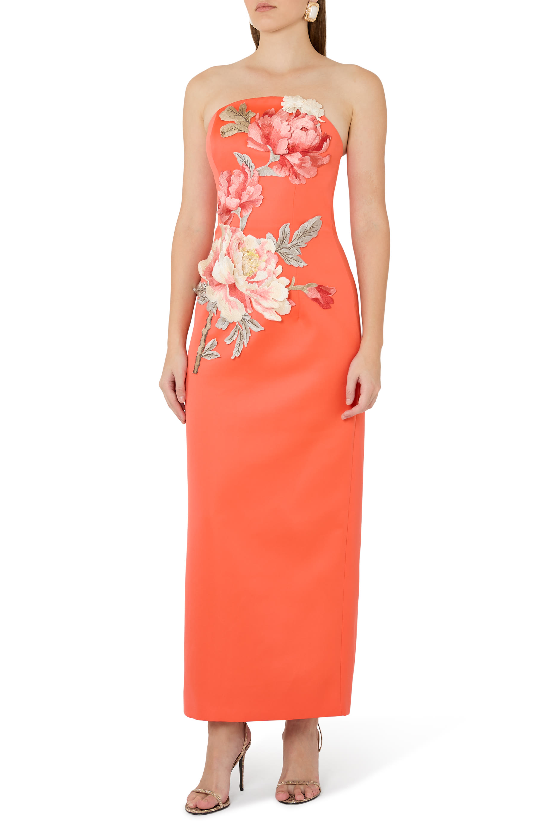 Ava Appliqu&eacute; Floral Bustier Maxi Dress