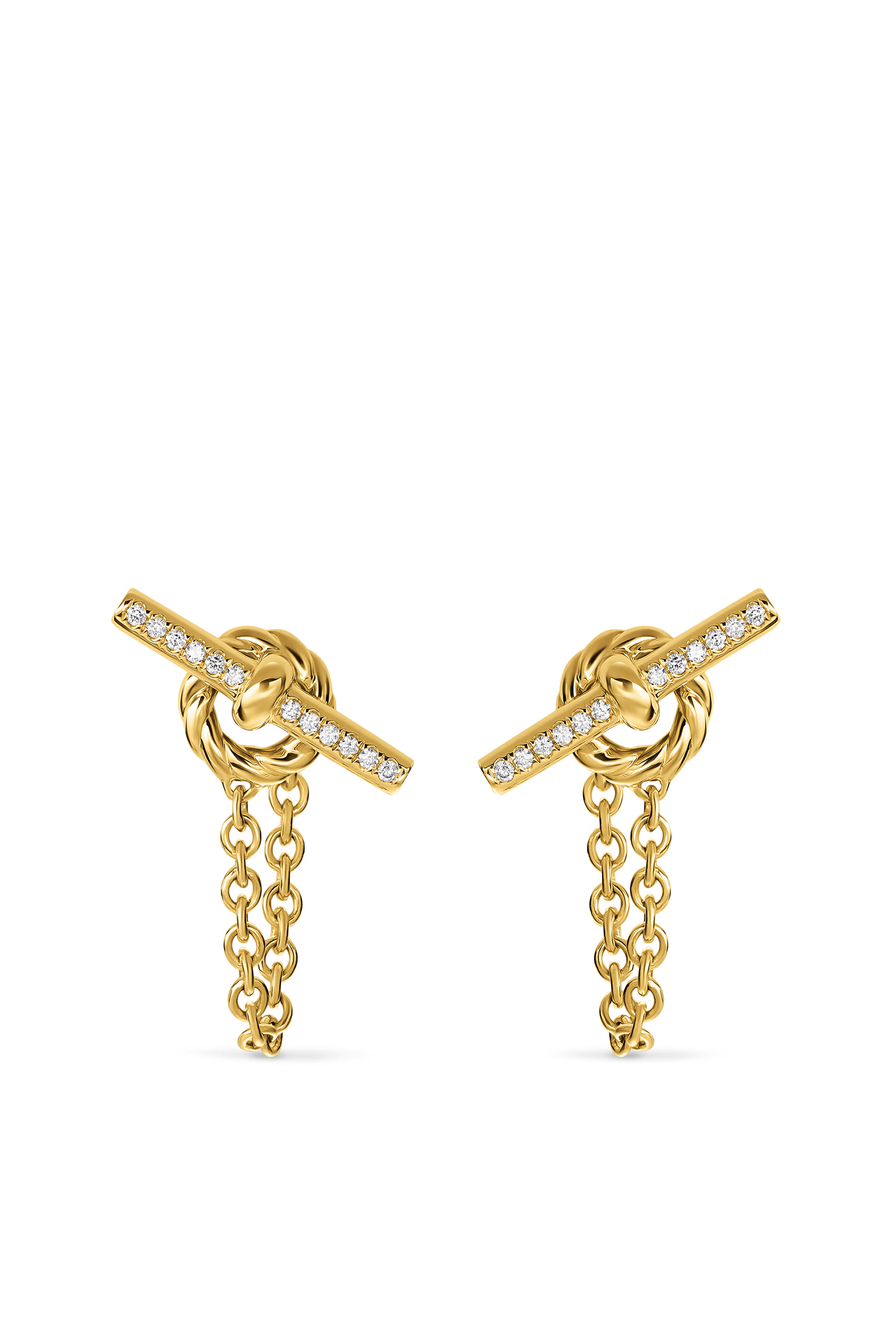 DY Mercer&reg; Petite Toggle Chain Stud Earrings, 18K Yellow Gold & Diamonds