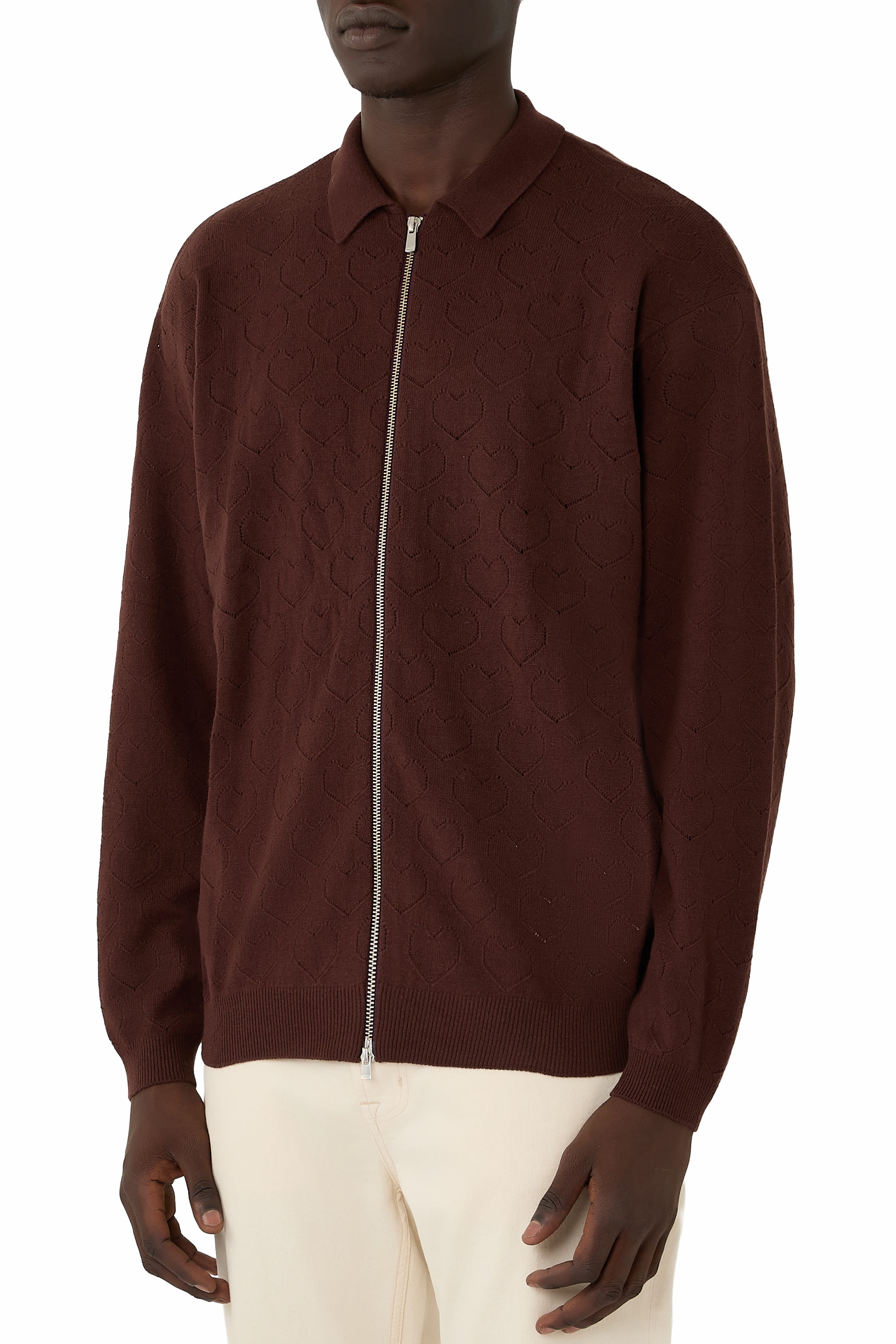  Eyelet Knitted Zip-Up 