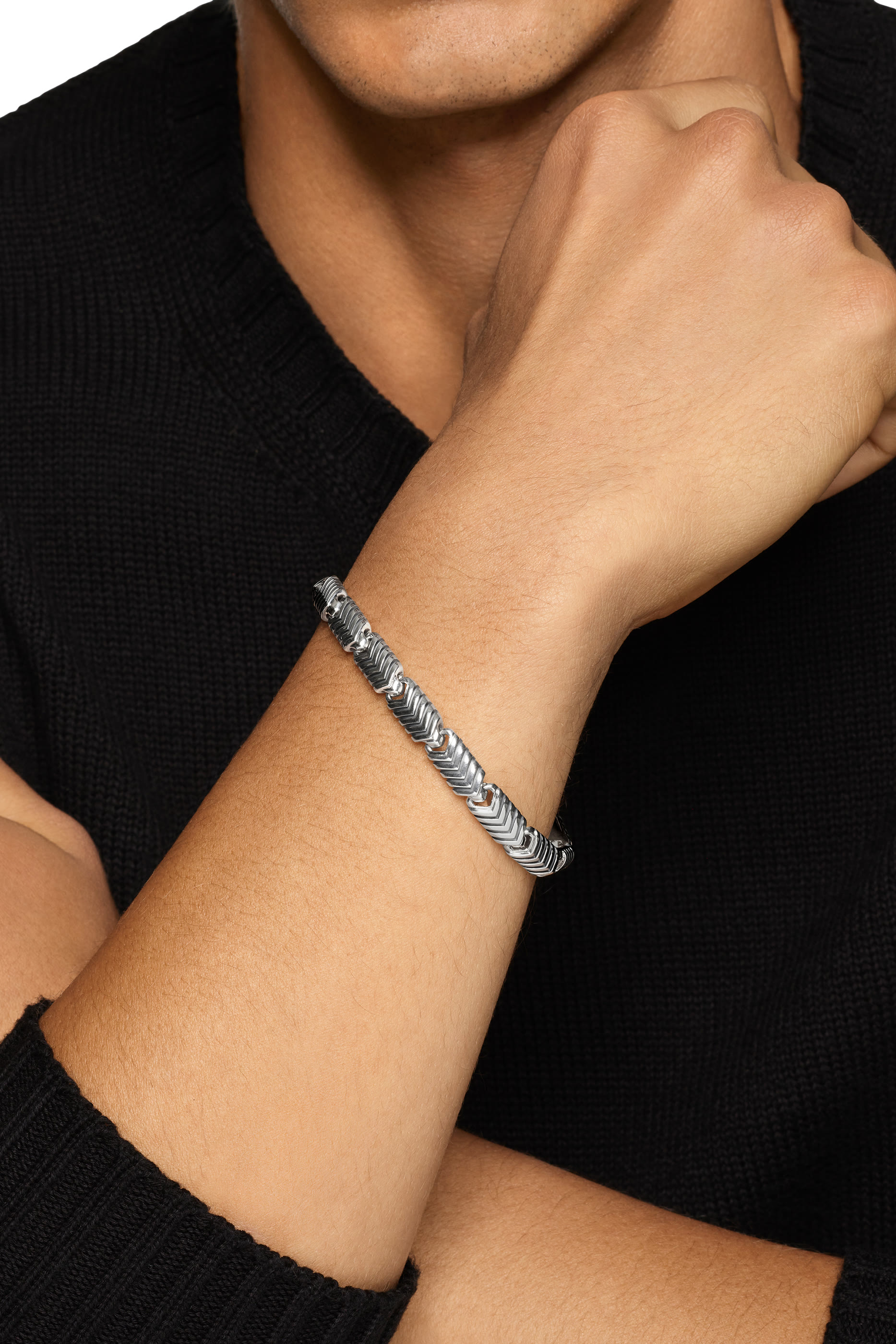  Chevron Link Bracelet, Sterling Silver
