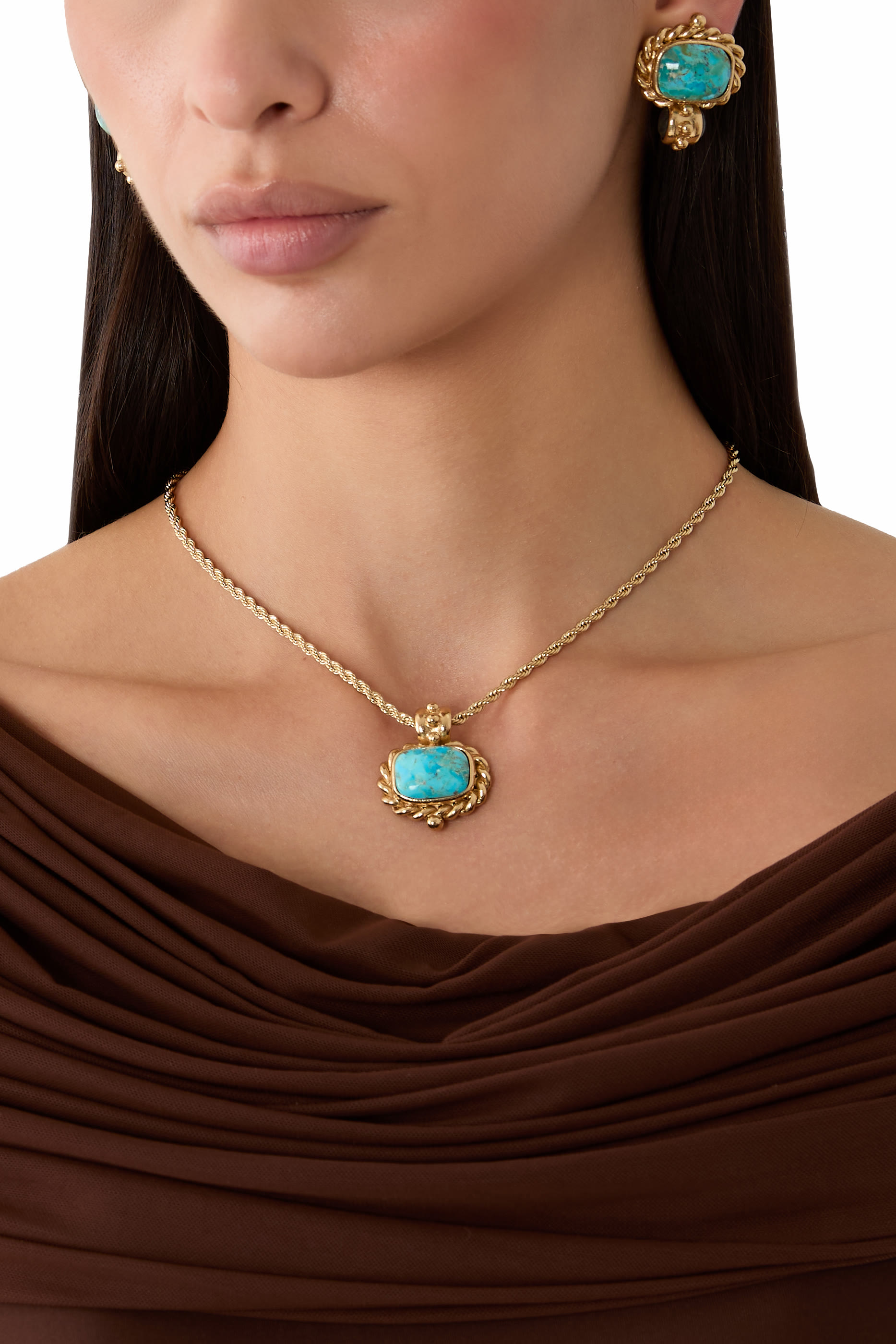 Amarante Necklace, Gold-Plated Brass & Gemstone
