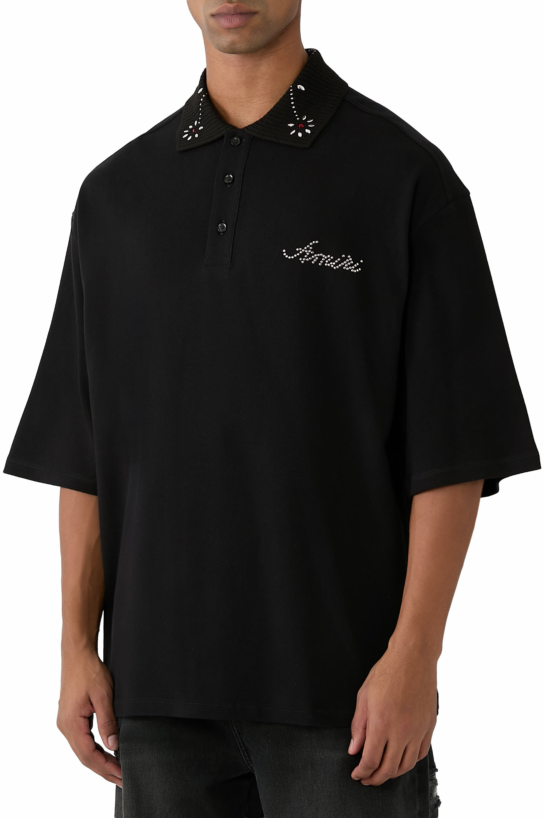 Stud Collar Oversized Polo