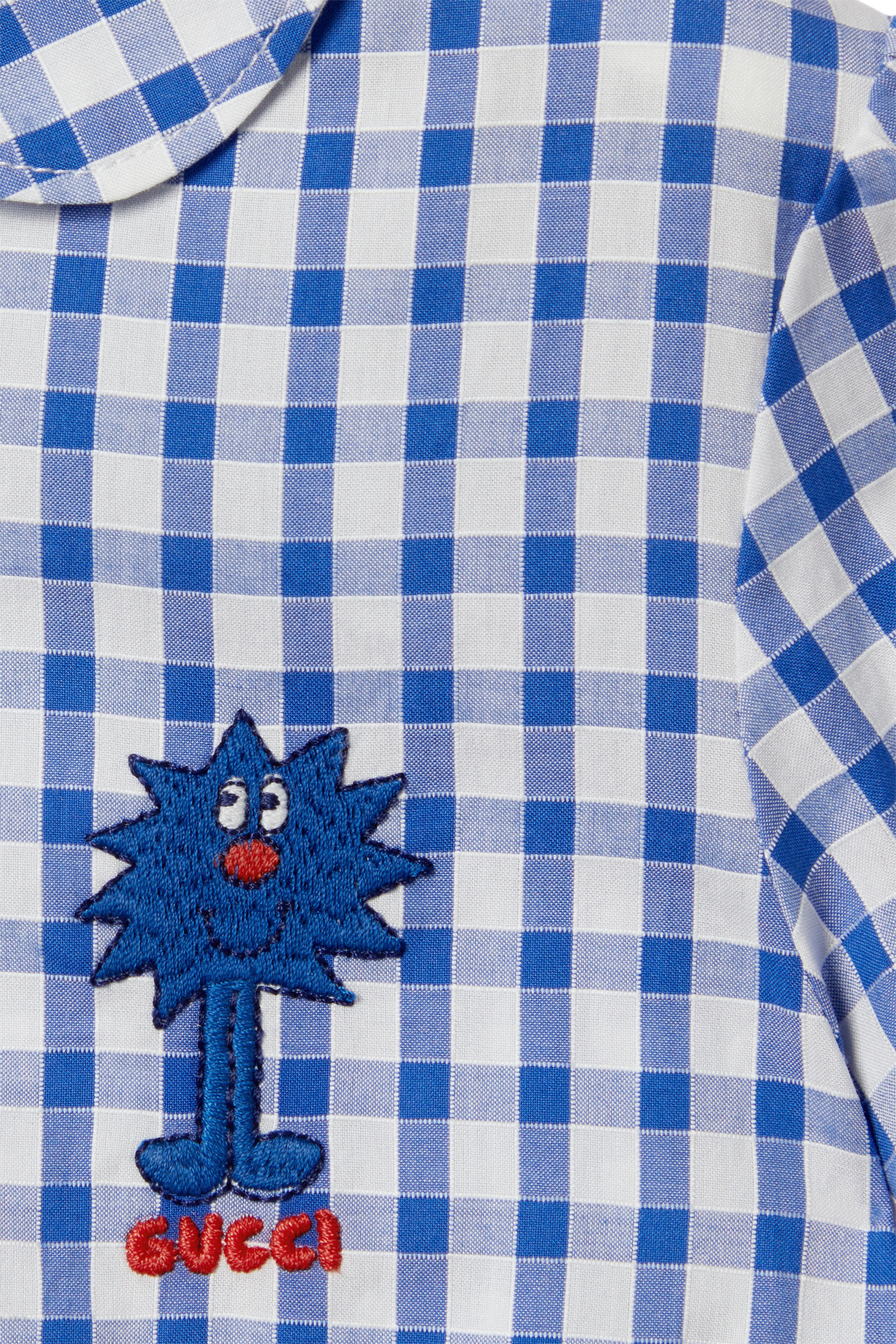 Kids Characters Embroidered Gingham Dress