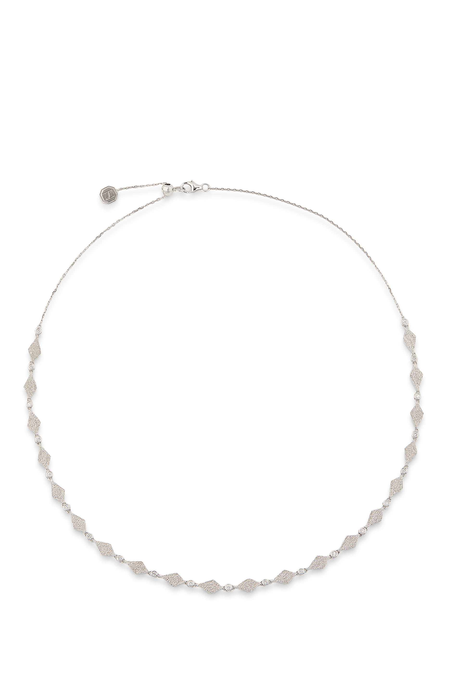 Mosaic Necklace, 18k White Gold & Enamel, Diamond