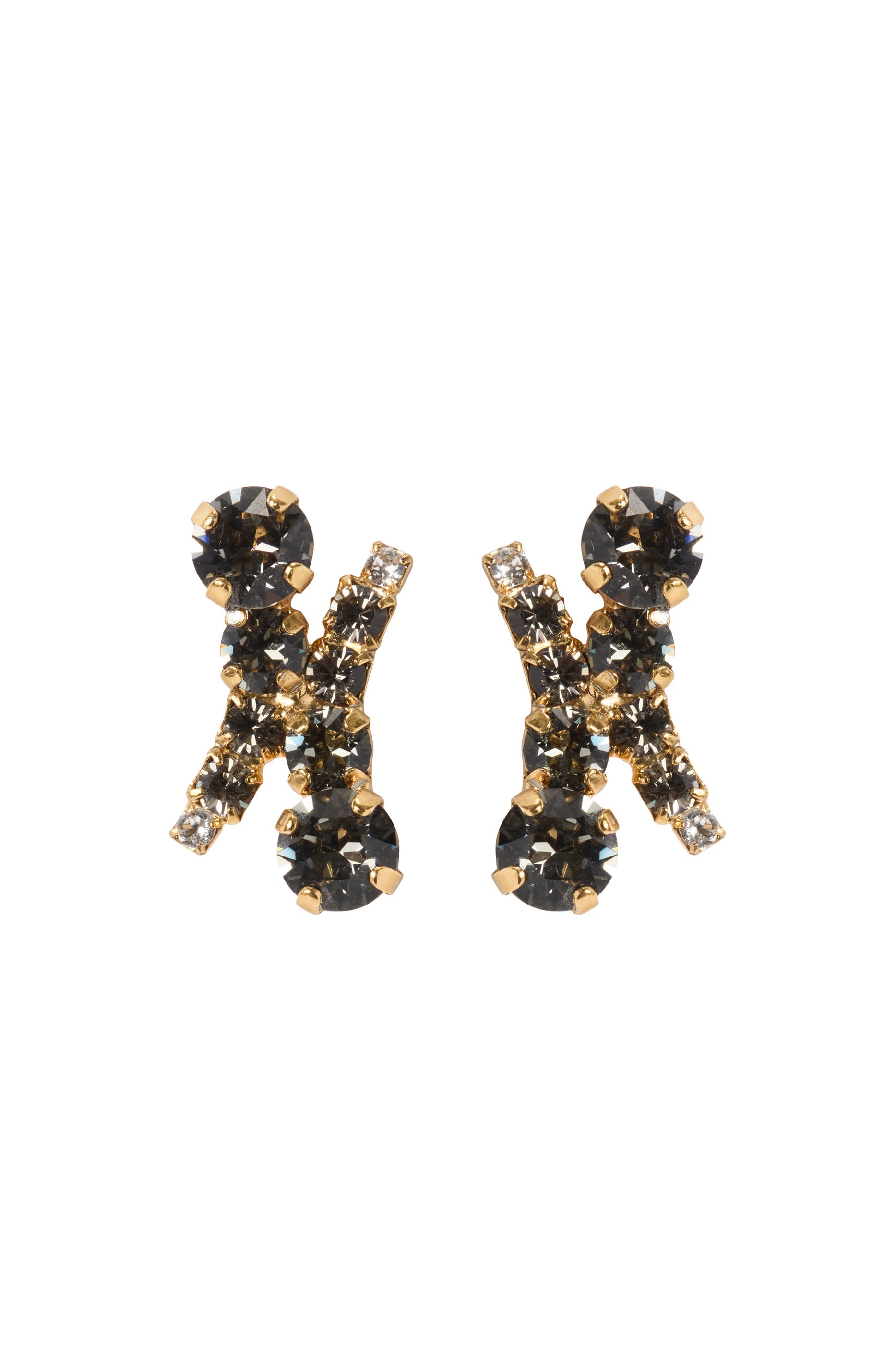 Halo Earrings, 18K Gold-Plated Brass, Black Diamonds & Swarovski® Crystals