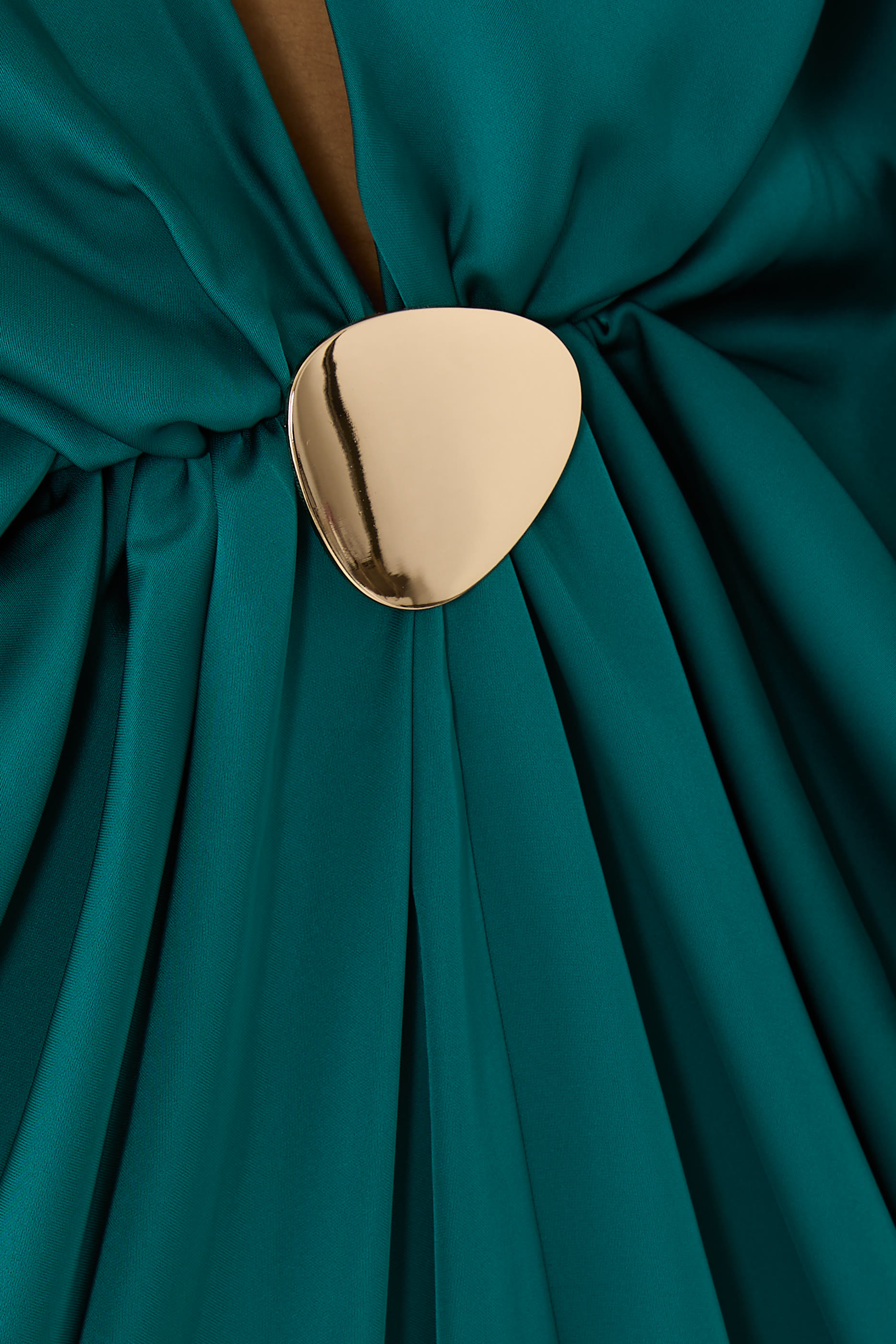 Tina Satin Plunge-Neck Embellished Maxi Dress