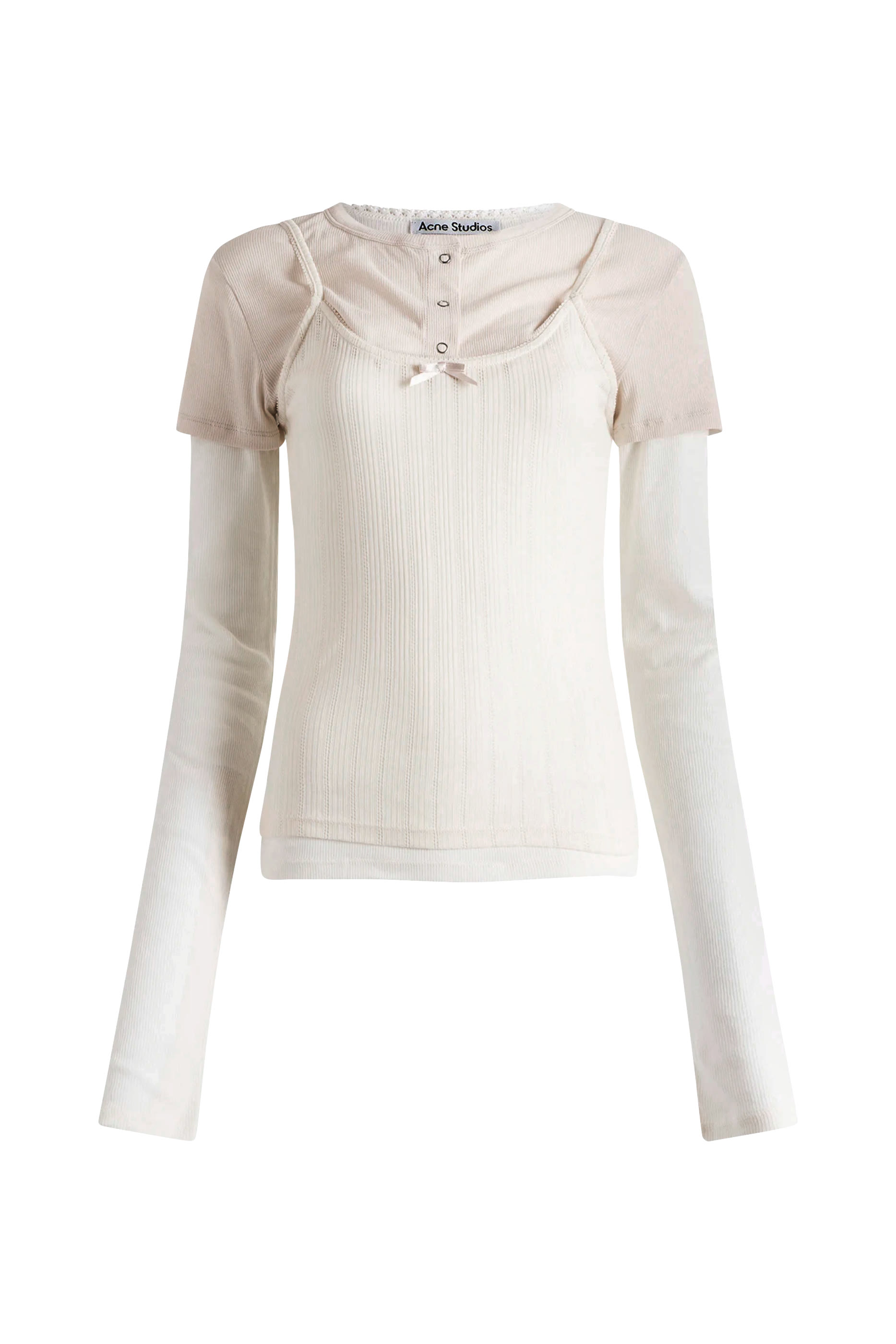 Layered Jersey Shirt With Bow 