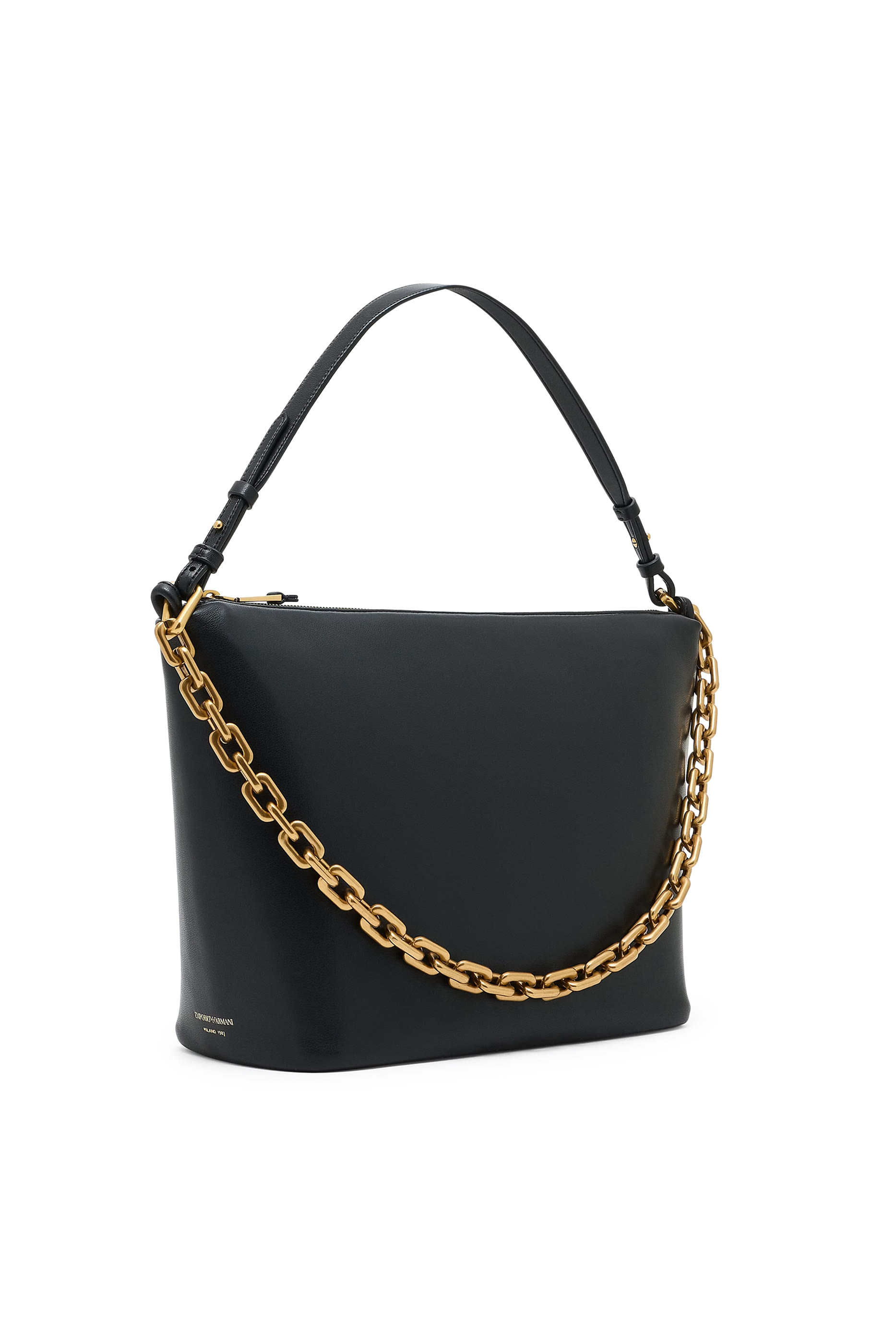Medium Leather Hobo Bag with Chain