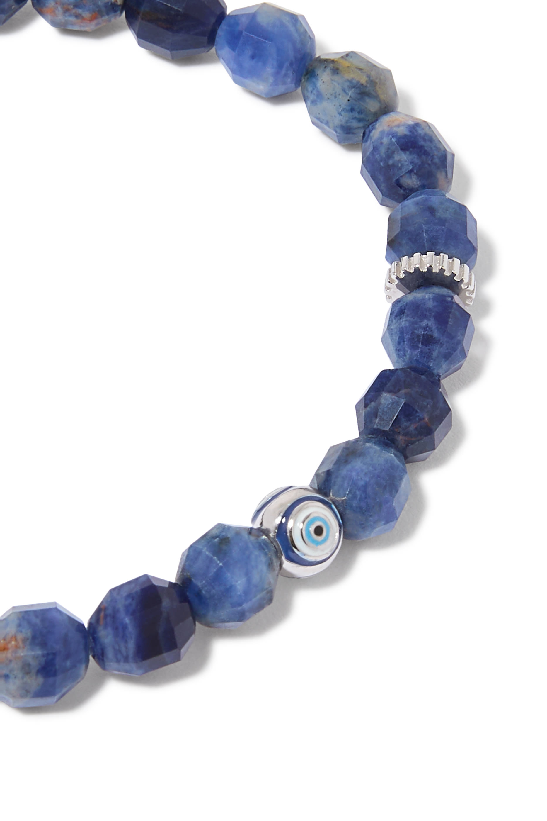  Hexade Evil Eye Bracelet, Rhodium Plated Sterling Silver & Sodalite