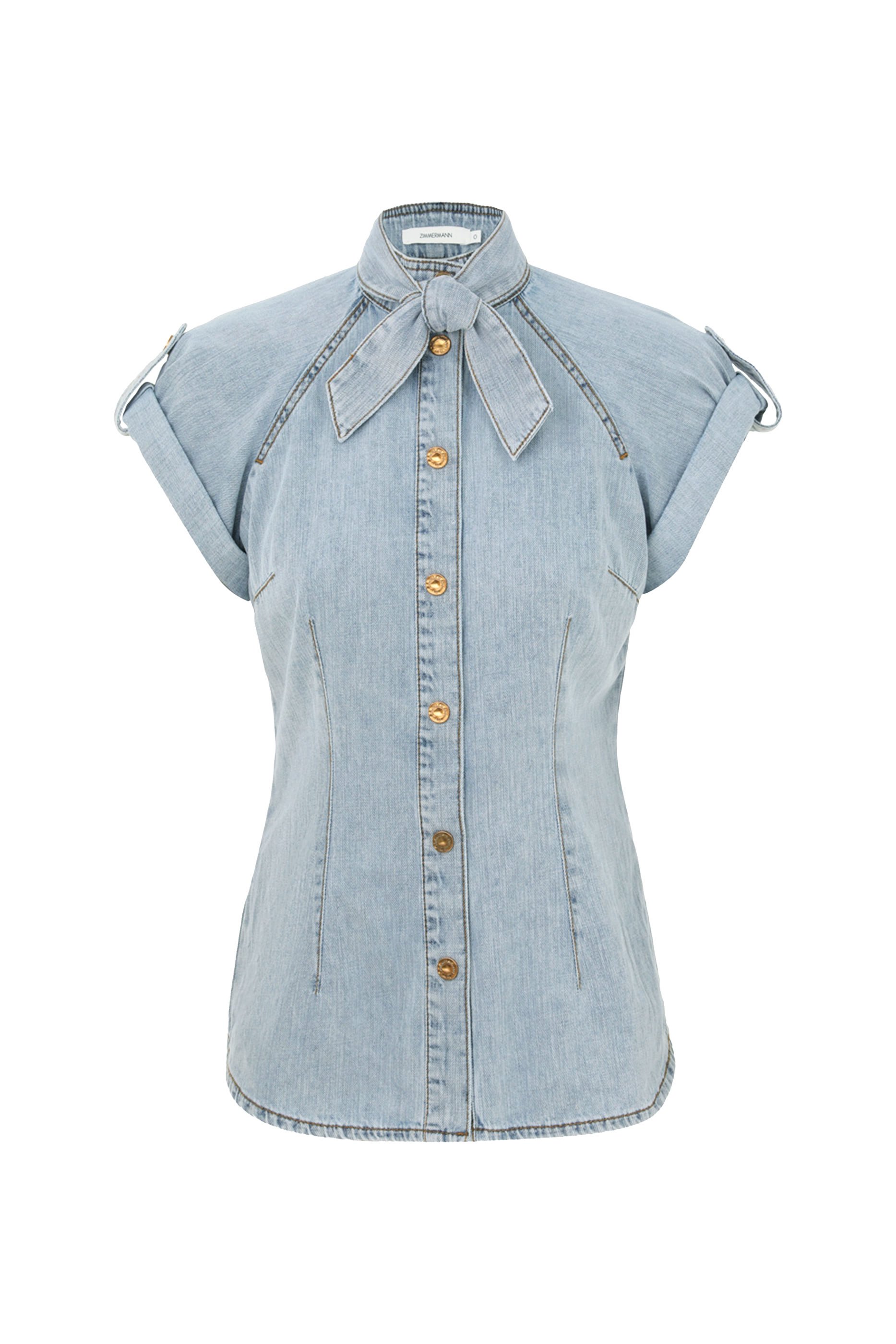 Denim Tie Neck Shirt