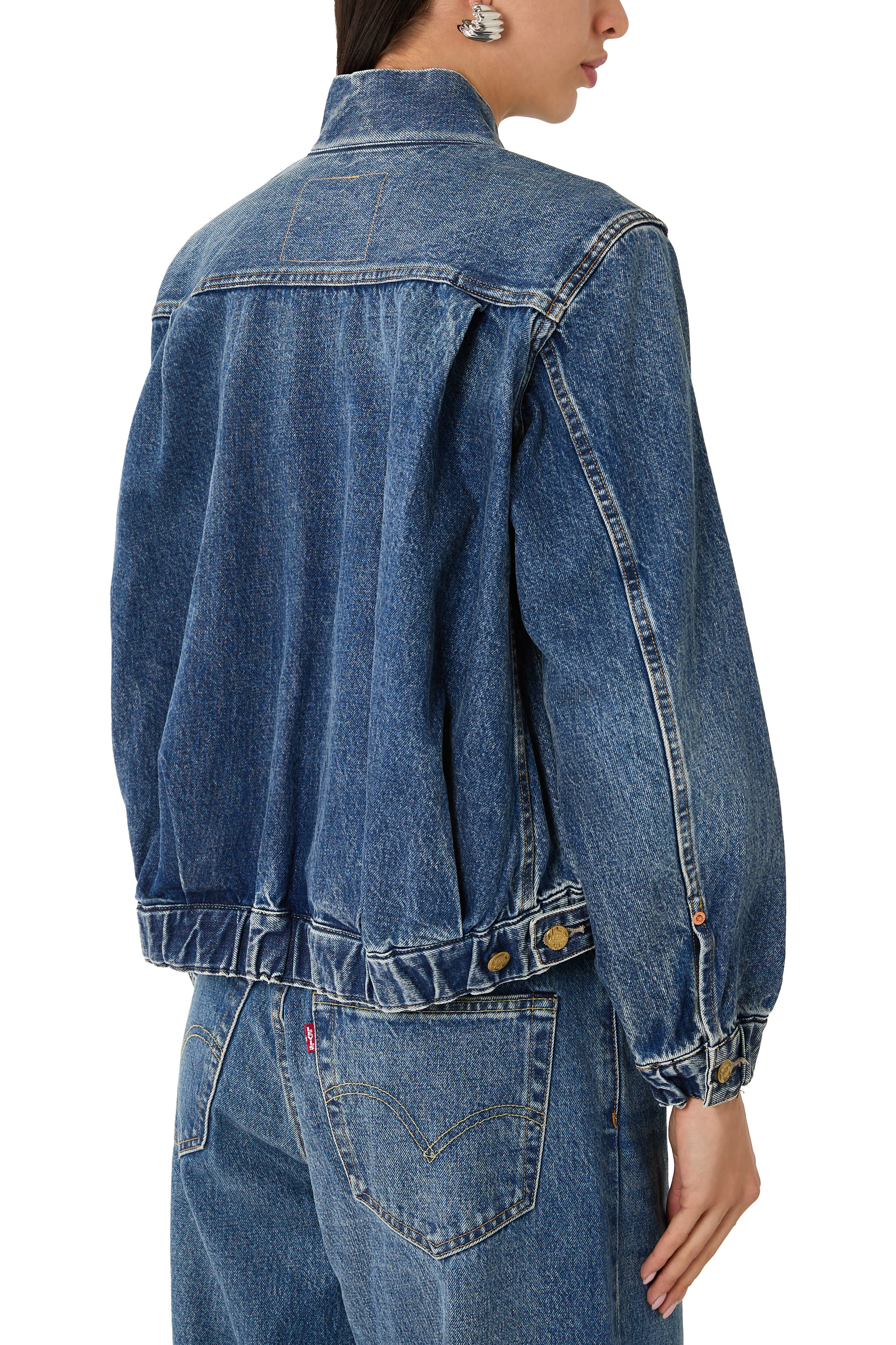 Washed Denim Blouson Jacket