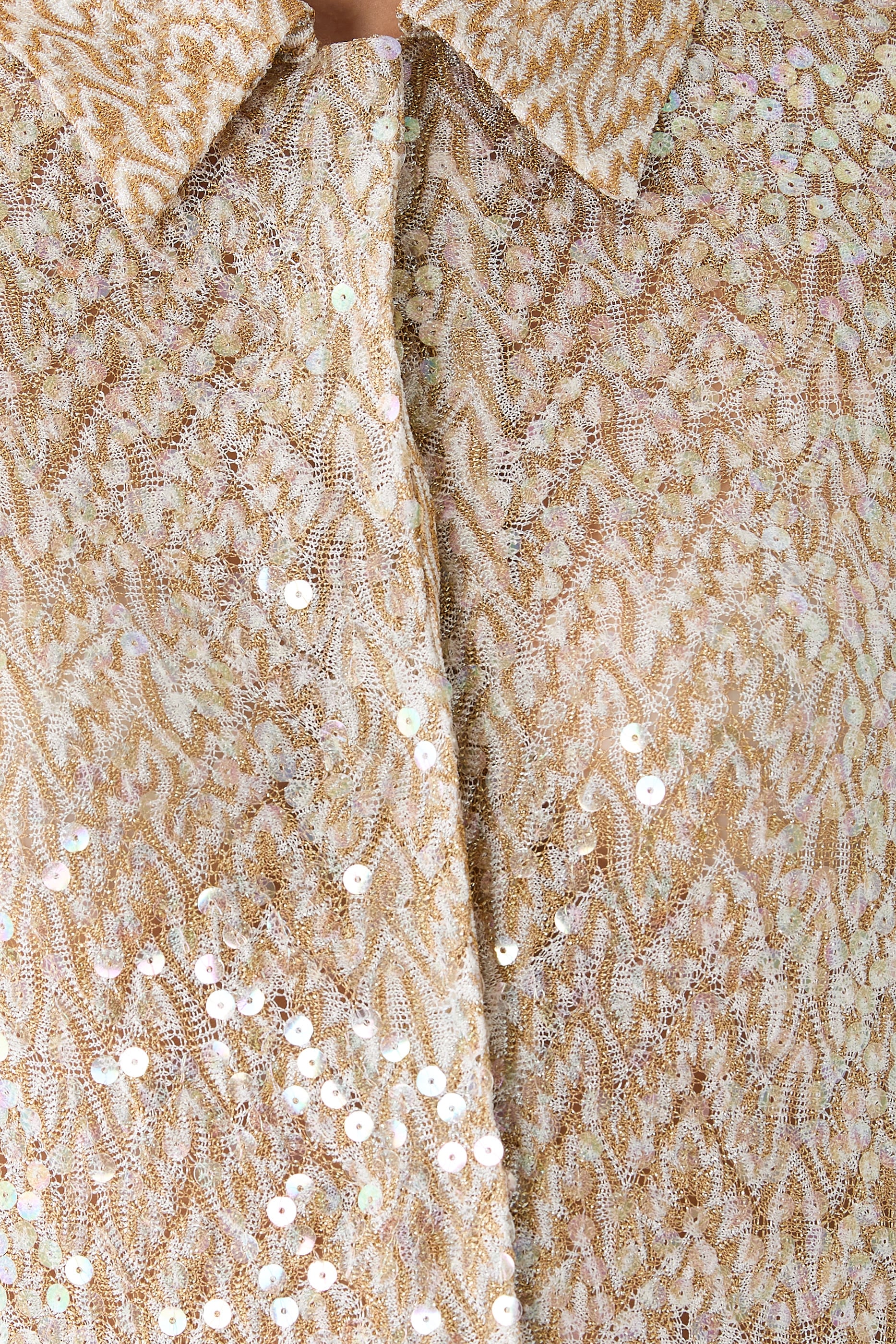  Mare Chevron Lace Sequinned Long Sleeve Shirt