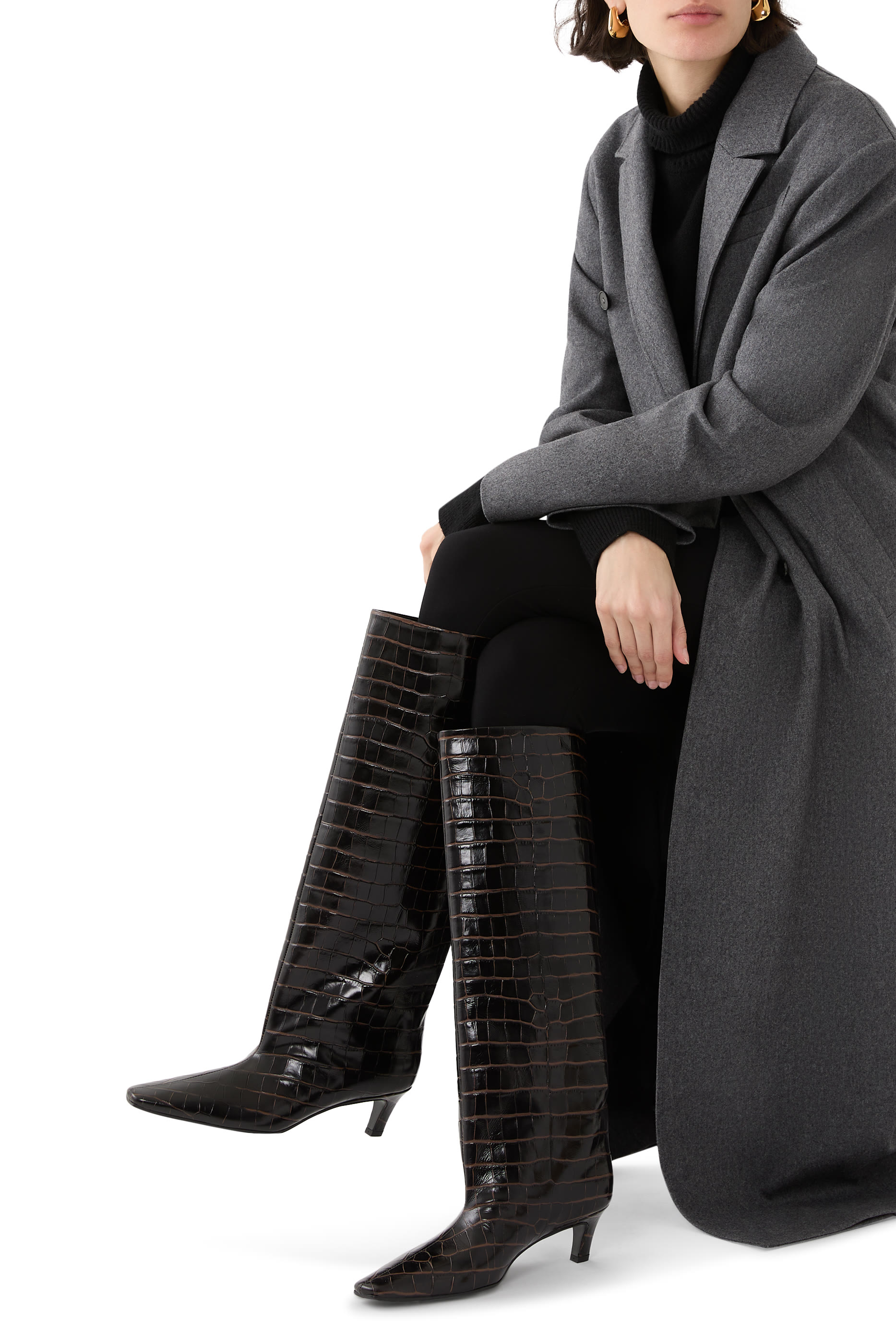 Croco-Embossed Wide Shaft Boots 50