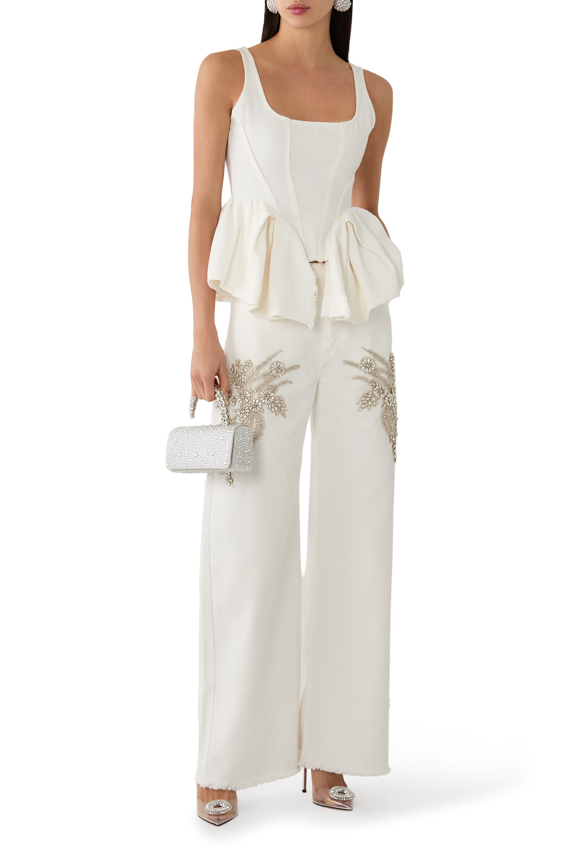 Drill Peplum Corset Top