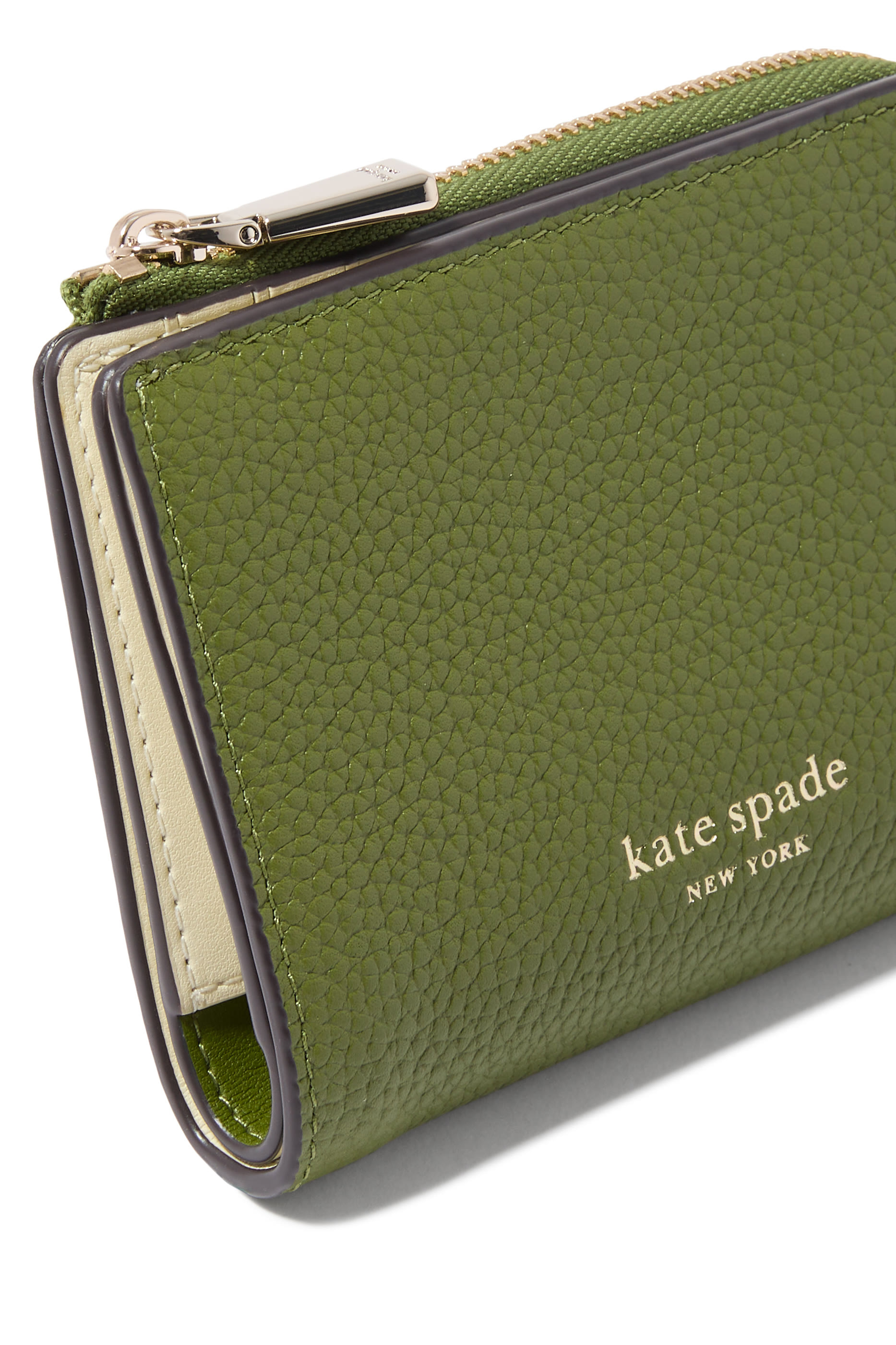  Ava Colorblocked Pebbled Leather Zip Bifold Wallet 