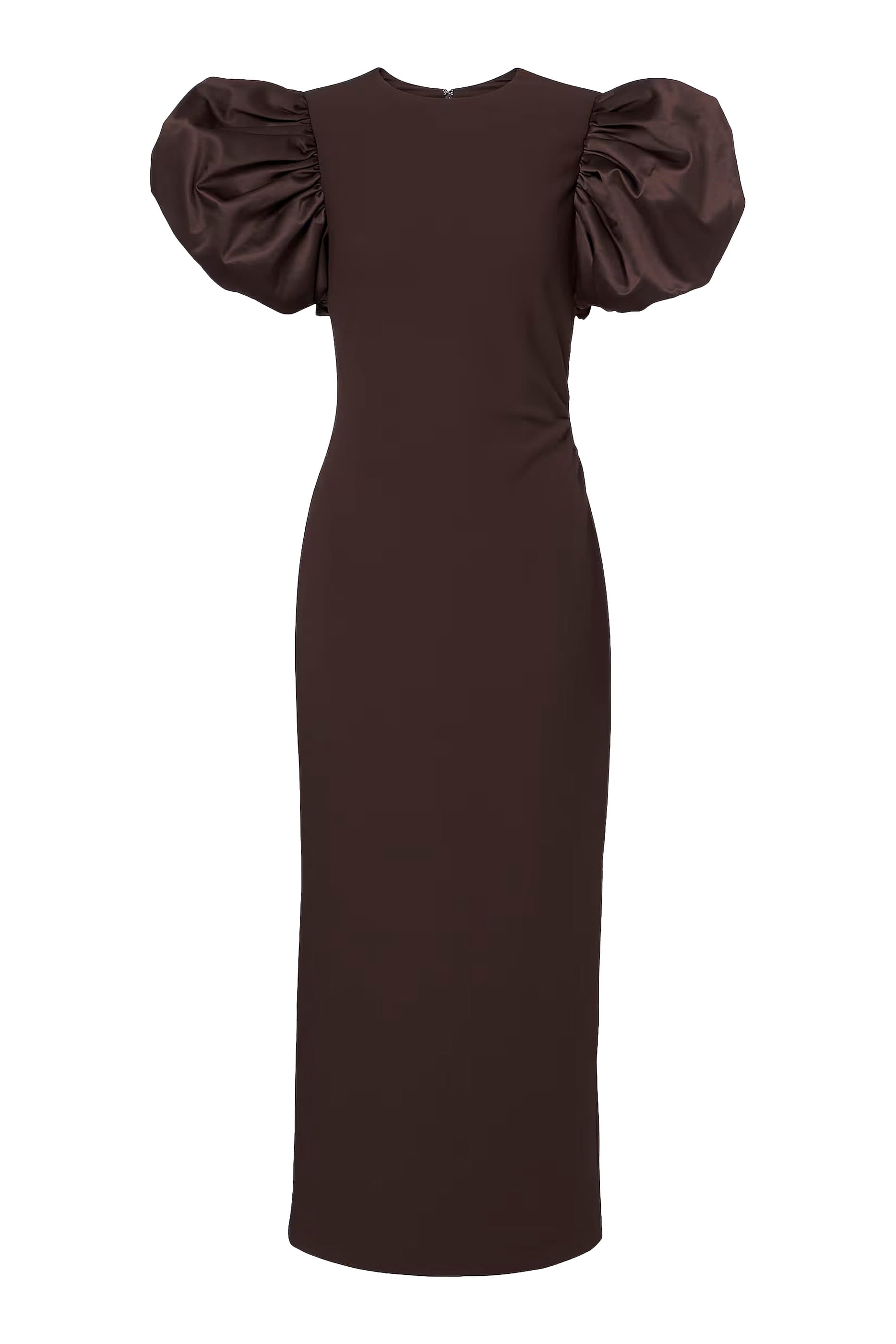 Draped Midi Puff Dress