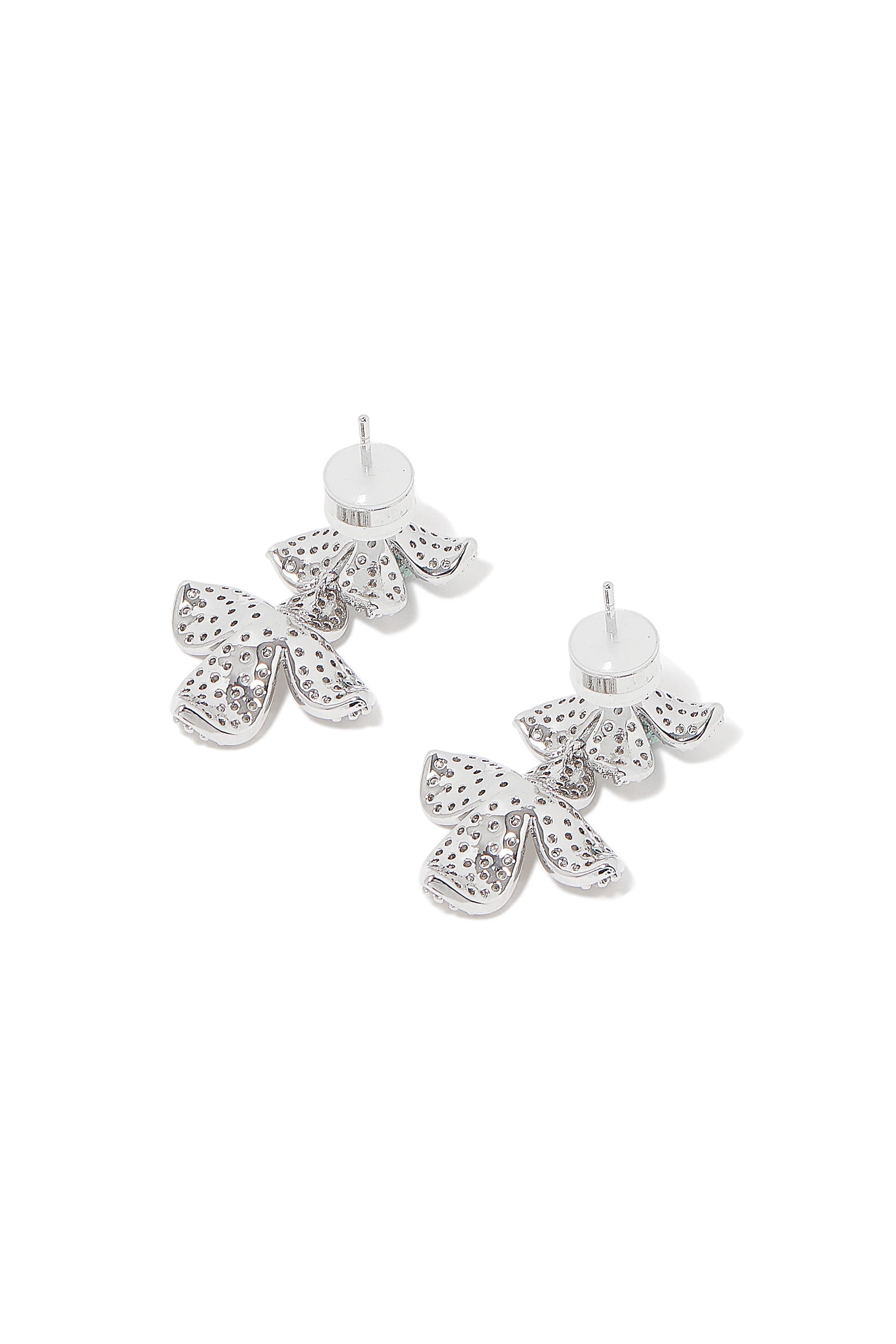 Double Flower Crystal Drop Earrings, Sterling Silver & Stone Charms