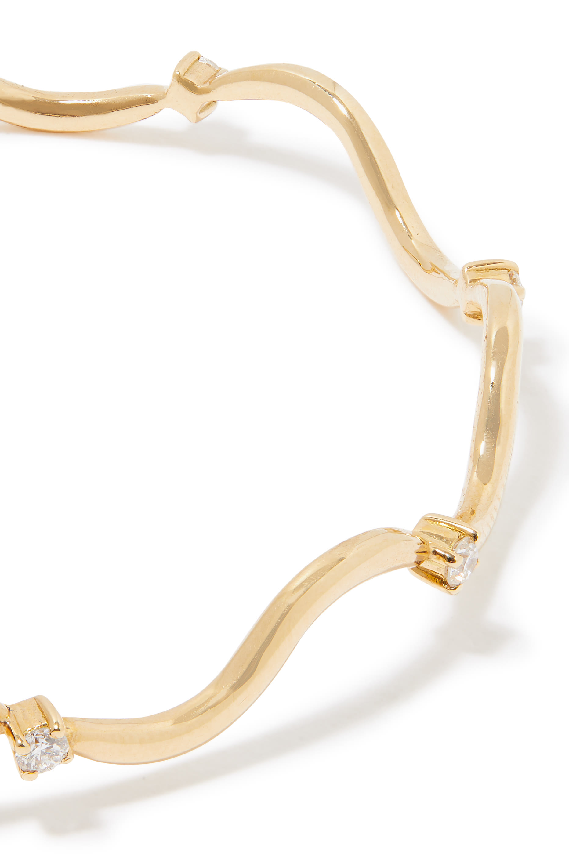 Wave Diamond Bangle, 18k Yellow Gold with Diamonds