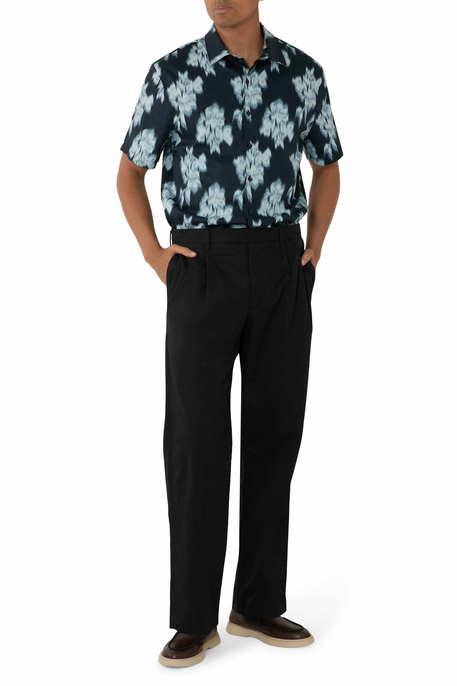  Louie Relaxed Stretch-Cotton Double-Pleated Trousers