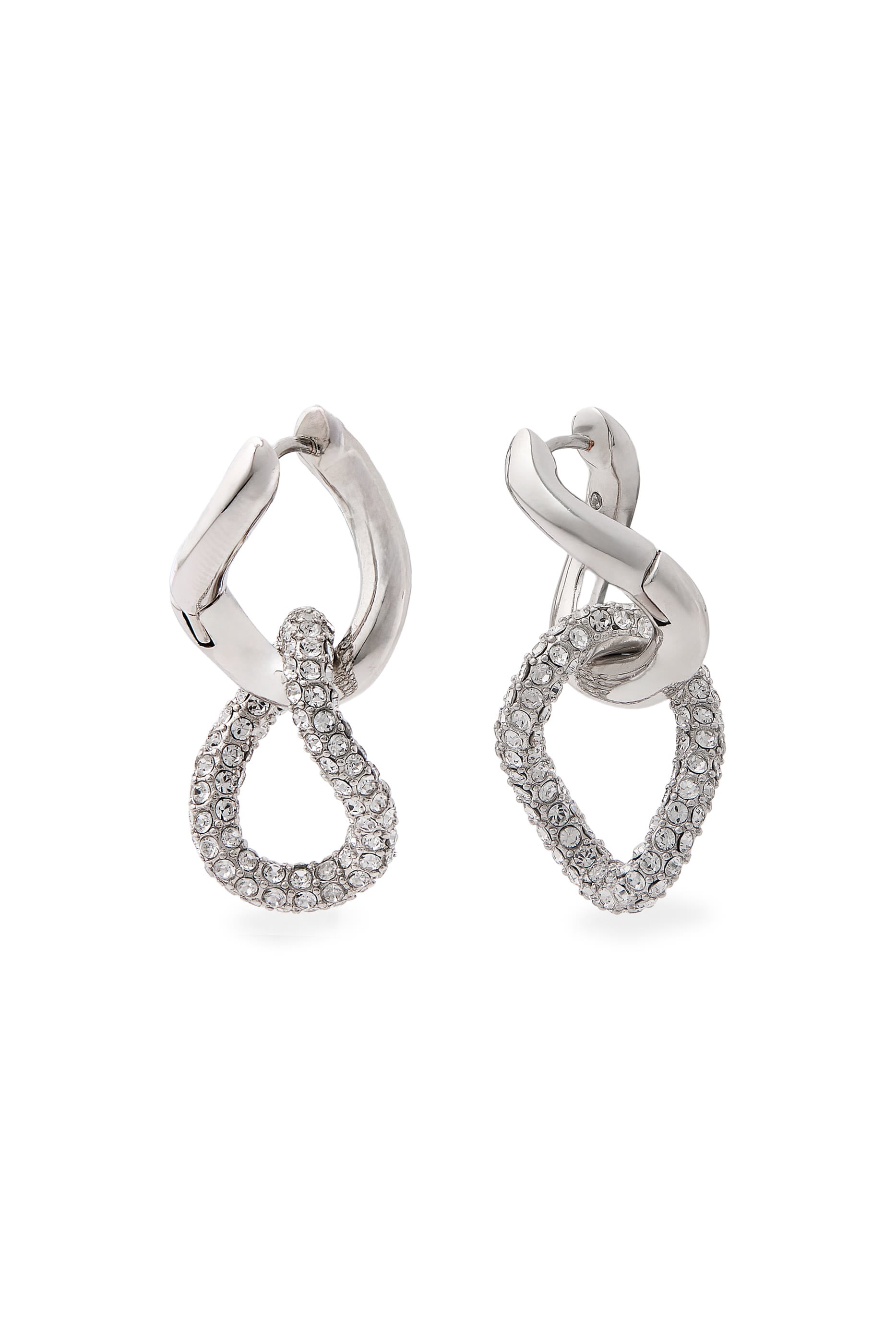 Pave Drop Huggie Earrings, Metal & Cubic Zirconia