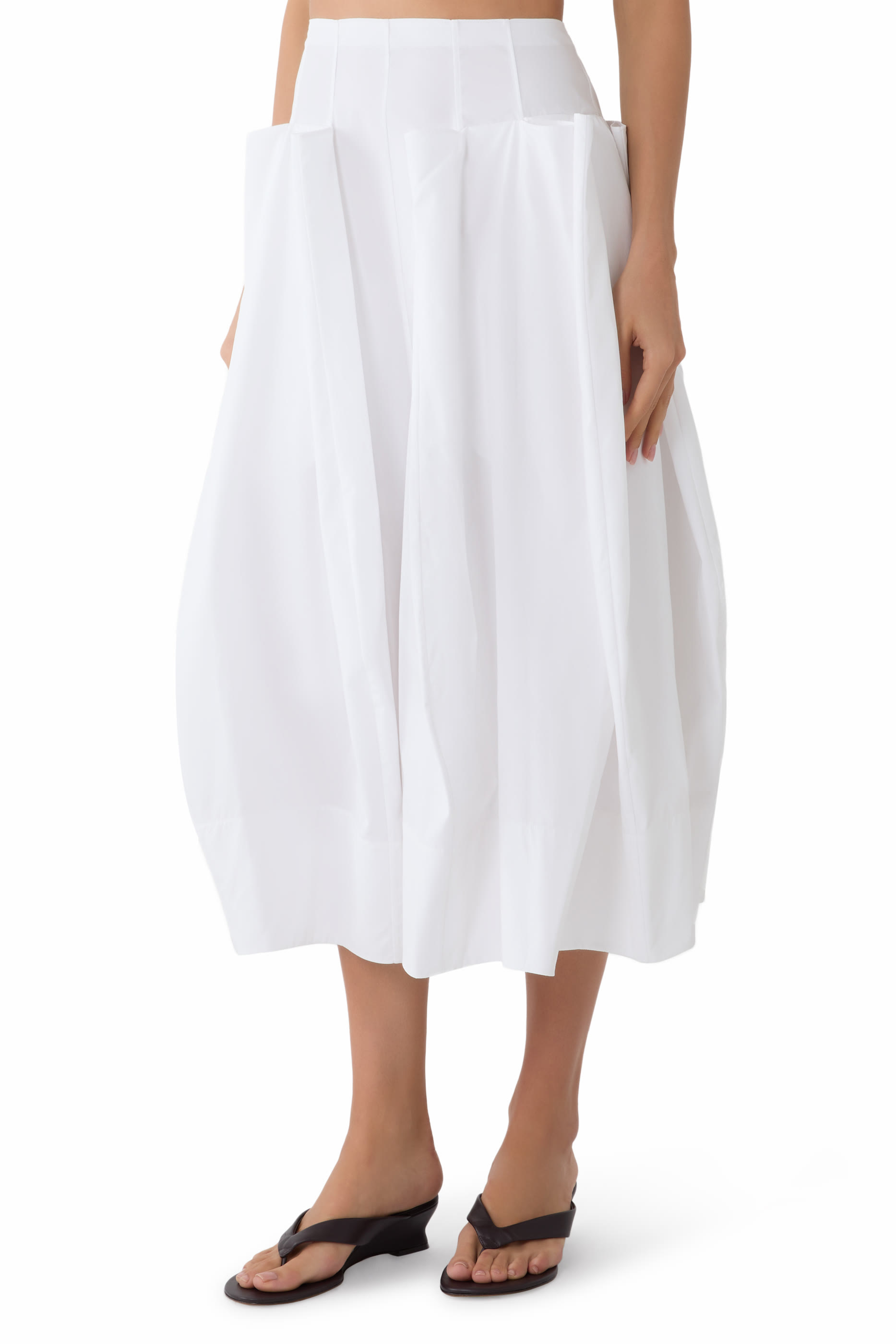 Compact Eco Poplin Pinched Pleatfull Skirt