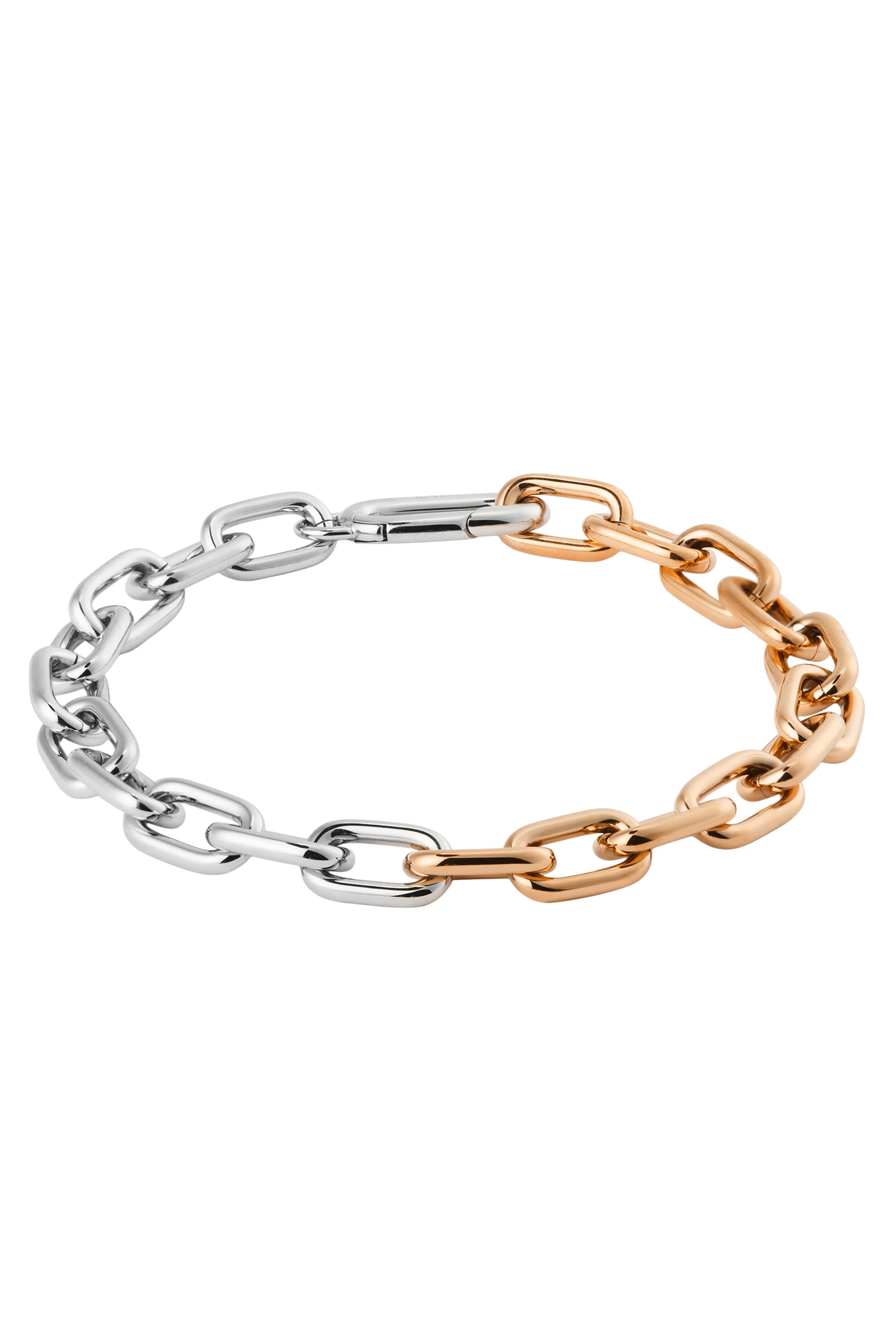 Two-Tone Contrast Link Bracelet, Stainless Steel