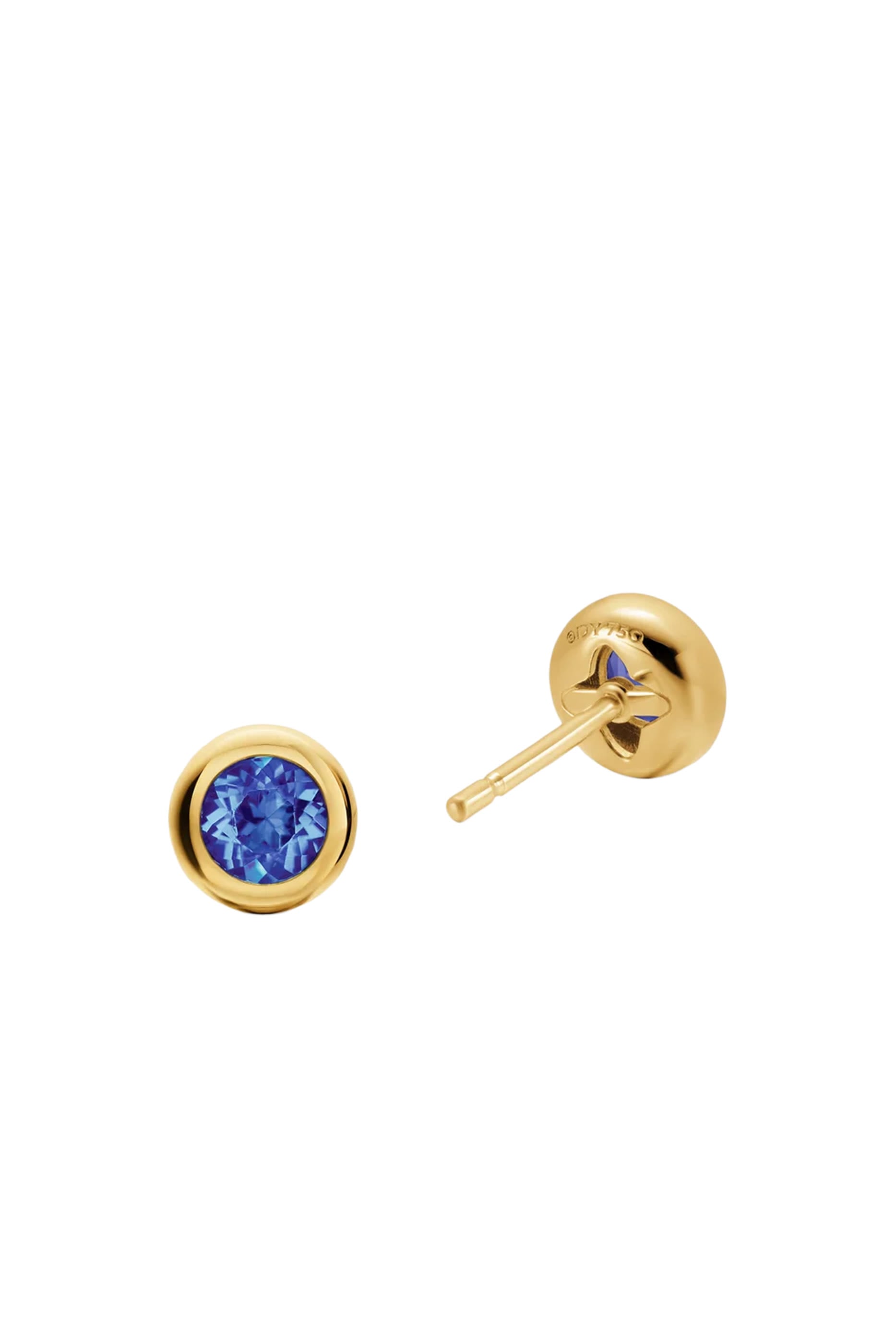 Bezel Set Stud Earrings, 18k Yellow Gold with Tanzanite
