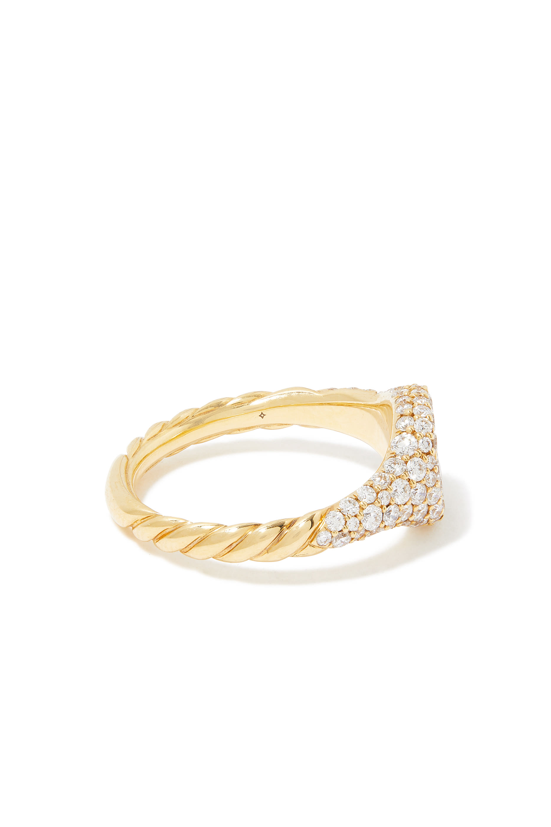 Petite Pav&eacute; Pinky Ring, 18k Yellow Gold & Diamonds